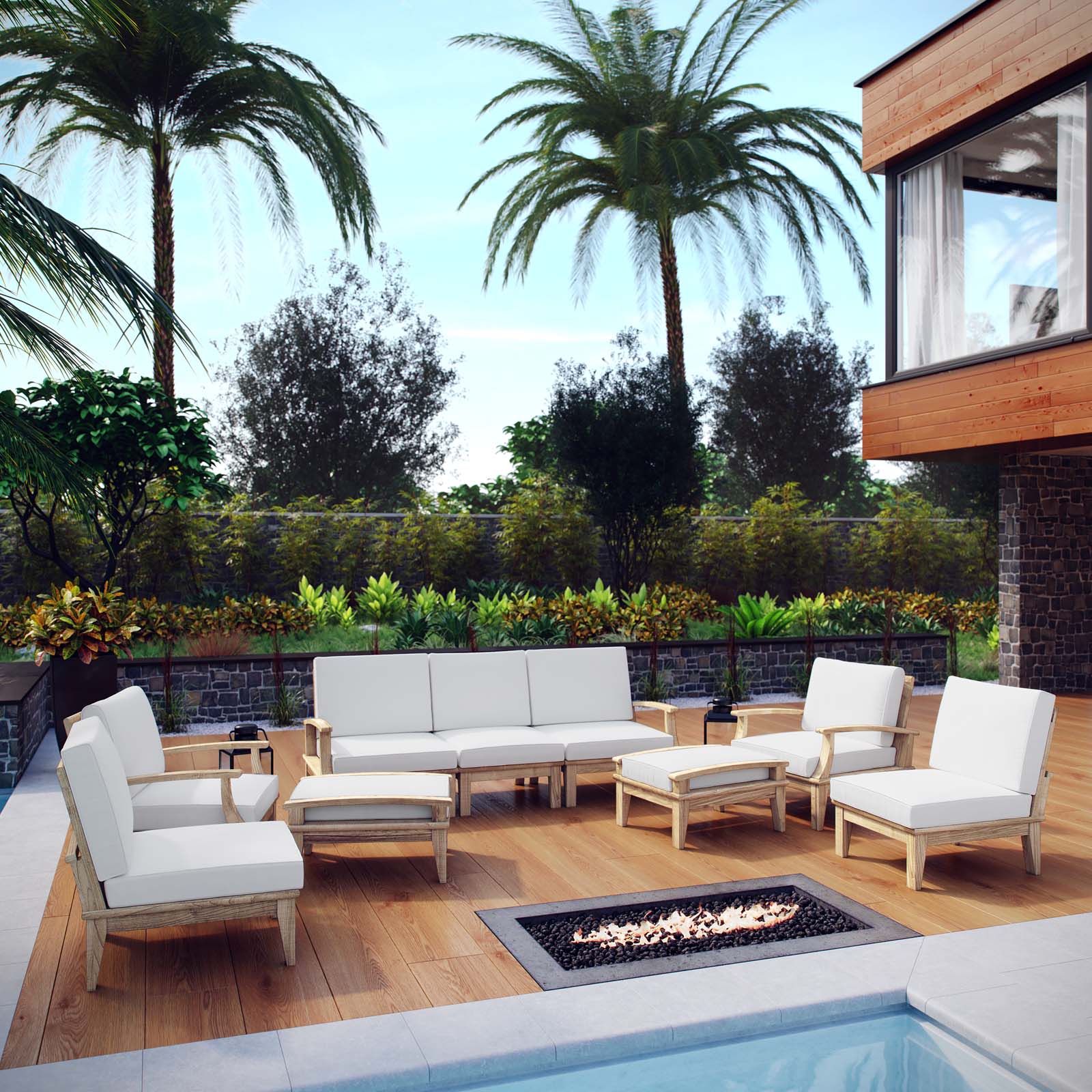 Marina 9 Piece Outdoor Patio Teak Set - Image 24