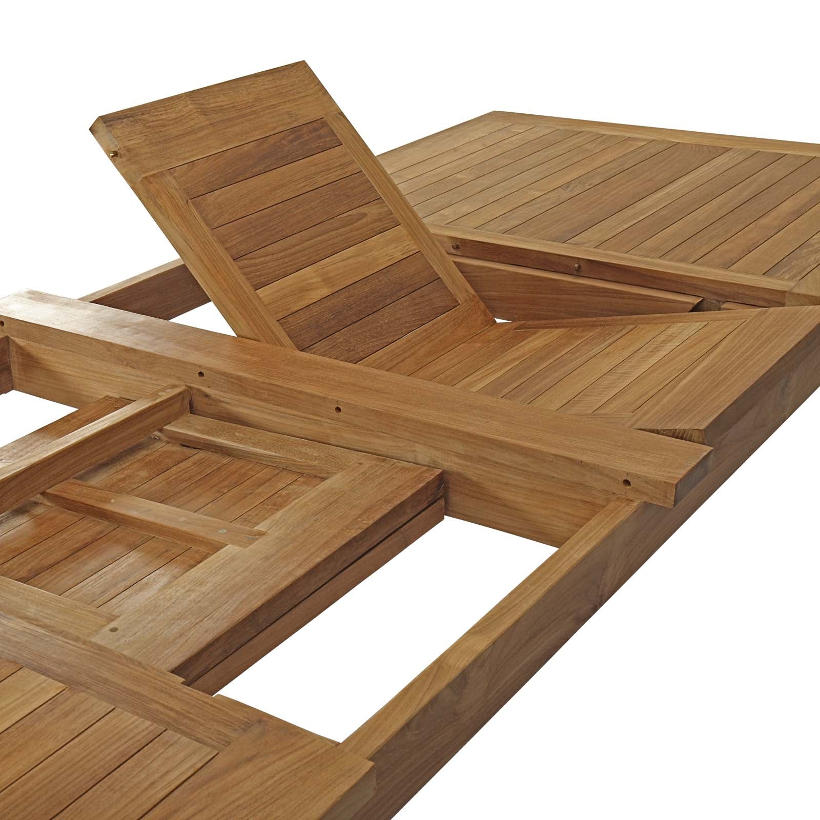 Marina Extendable Outdoor Patio Teak Dining Table in Natural - Image 10