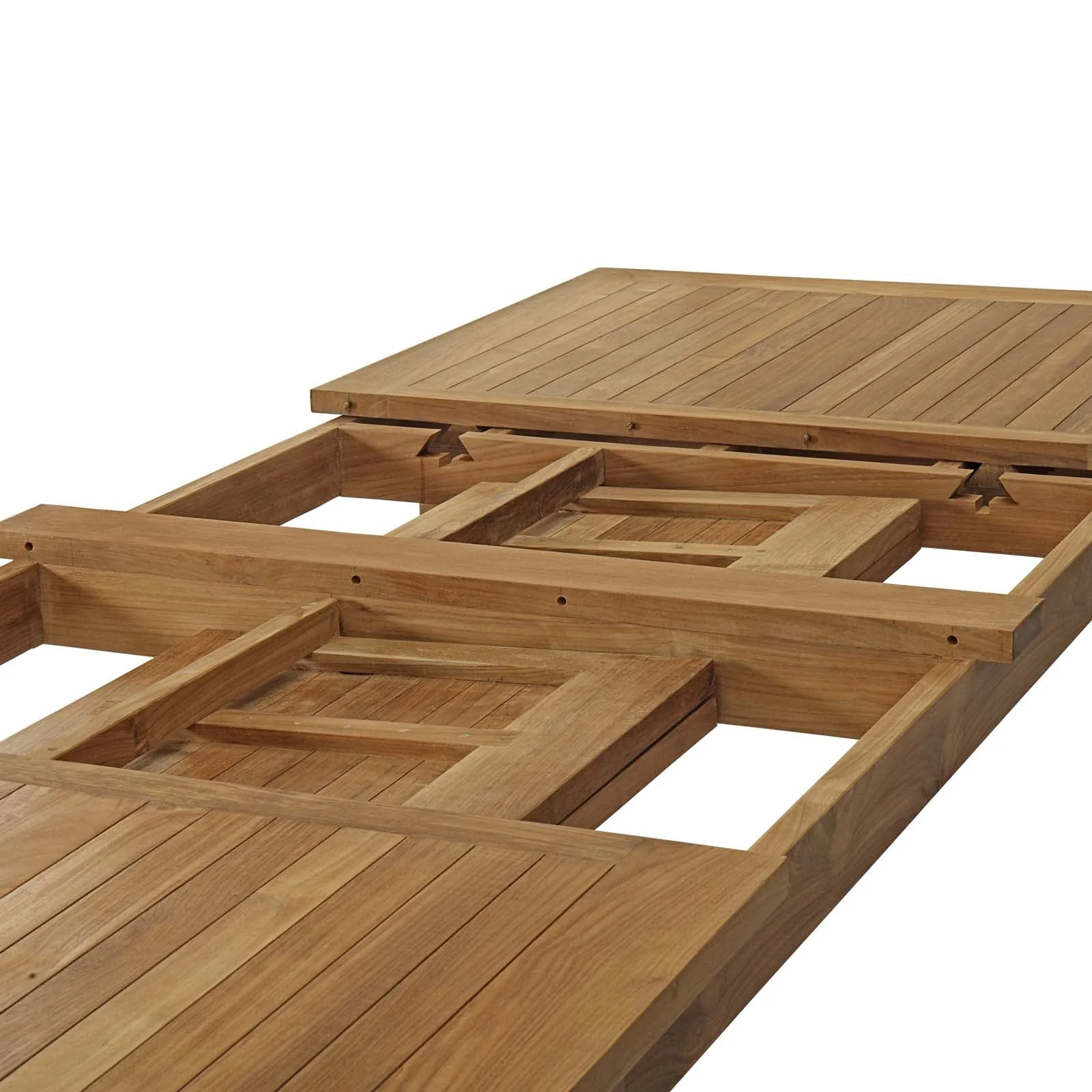 Marina Extendable Outdoor Patio Teak Dining Table in Natural - Image 15