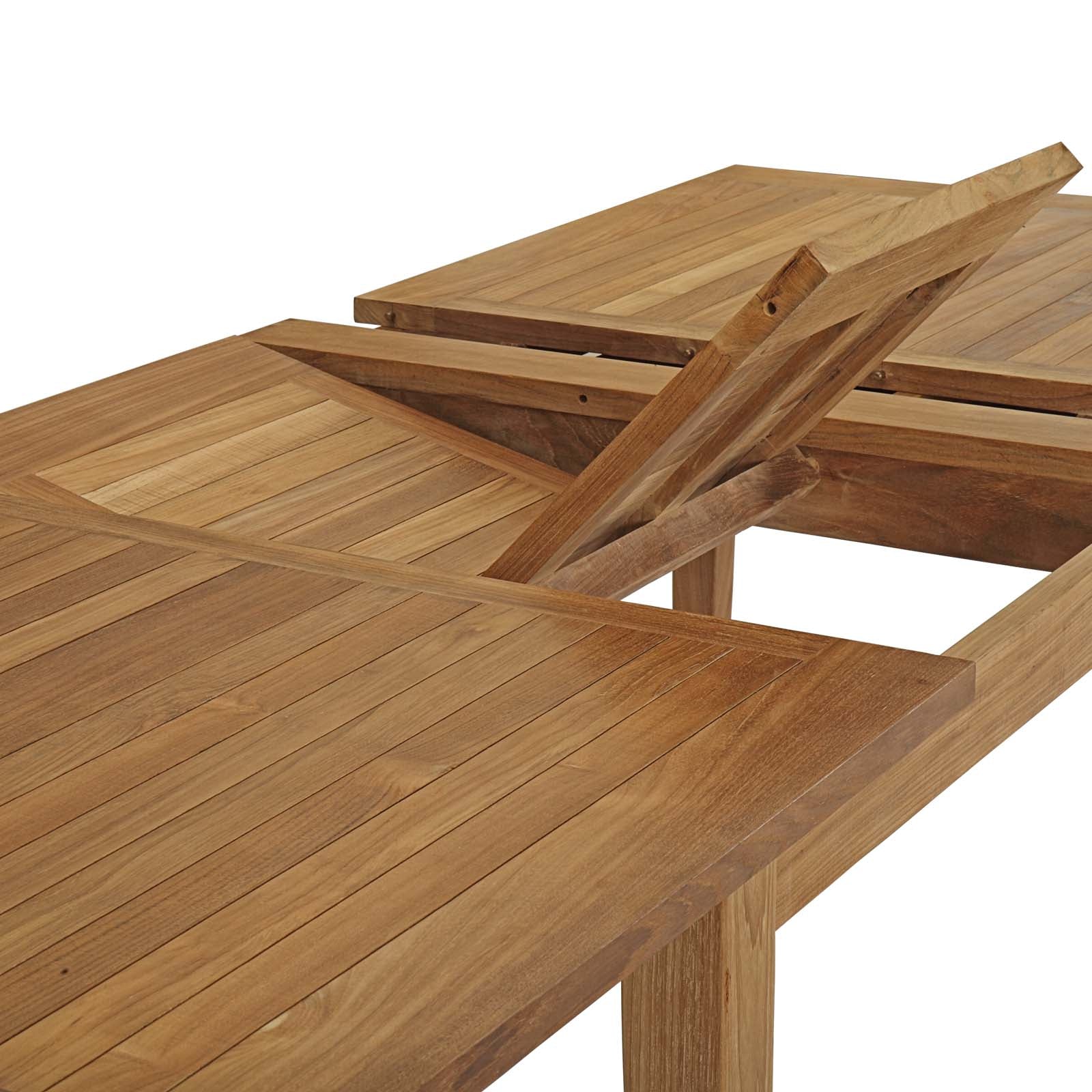 Marina Extendable Outdoor Patio Teak Dining Table in Natural - Image 9