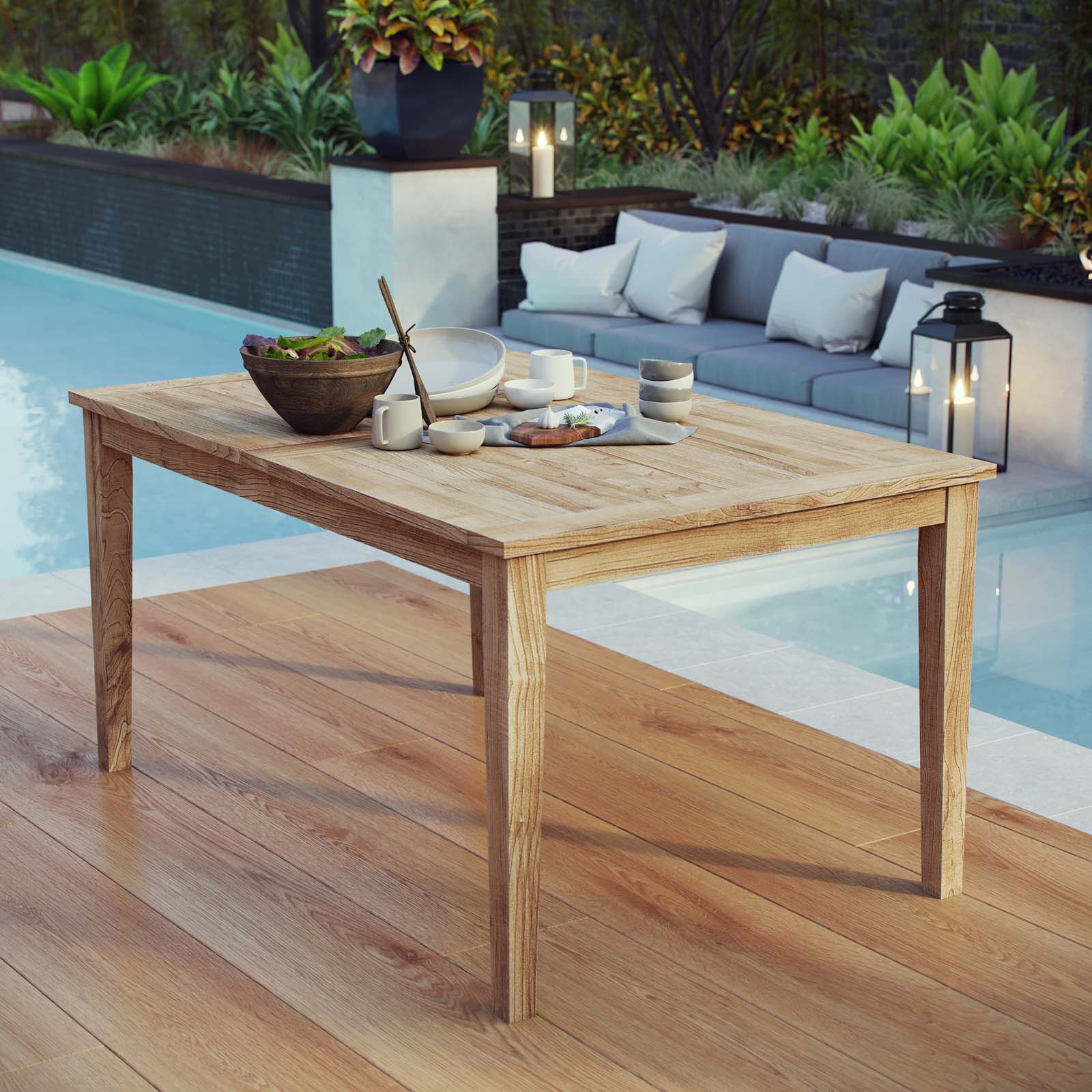 Marina 60" Outdoor Patio Teak Dining Table in Natural - Image 2