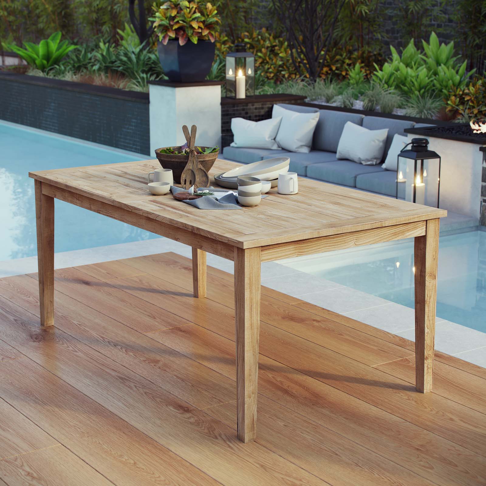 Marina 72" Outdoor Patio Teak Dining Table in Natural - Image 2