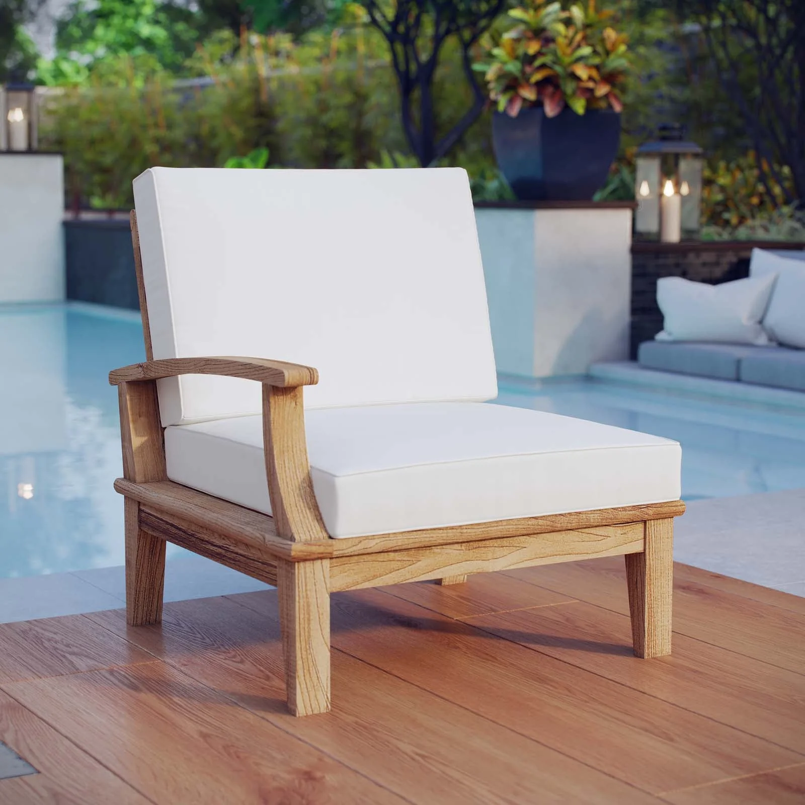 Marina Outdoor Patio Teak Left-Facing Sofa - Image 18