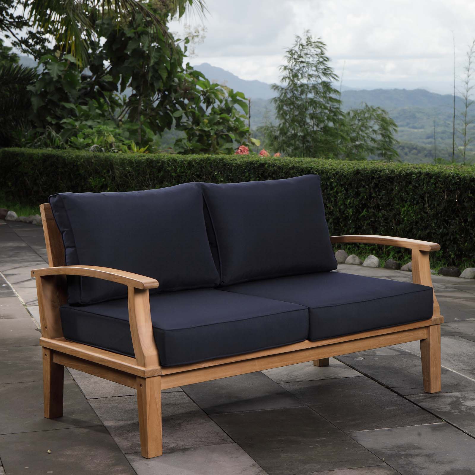 Marina Outdoor Patio Teak Loveseat - Image 8