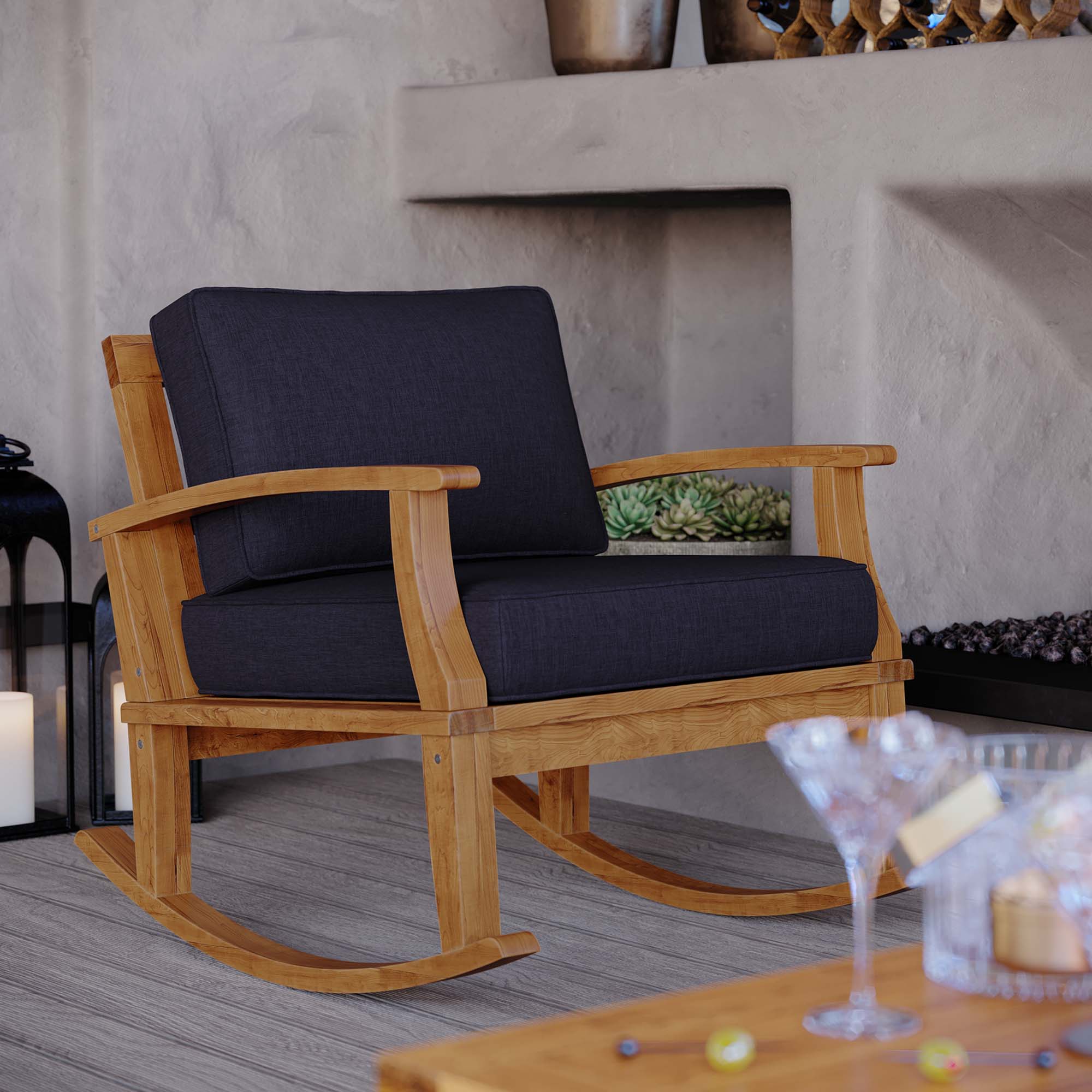 Marina Outdoor Patio Teak Rocking Chair - Image 15