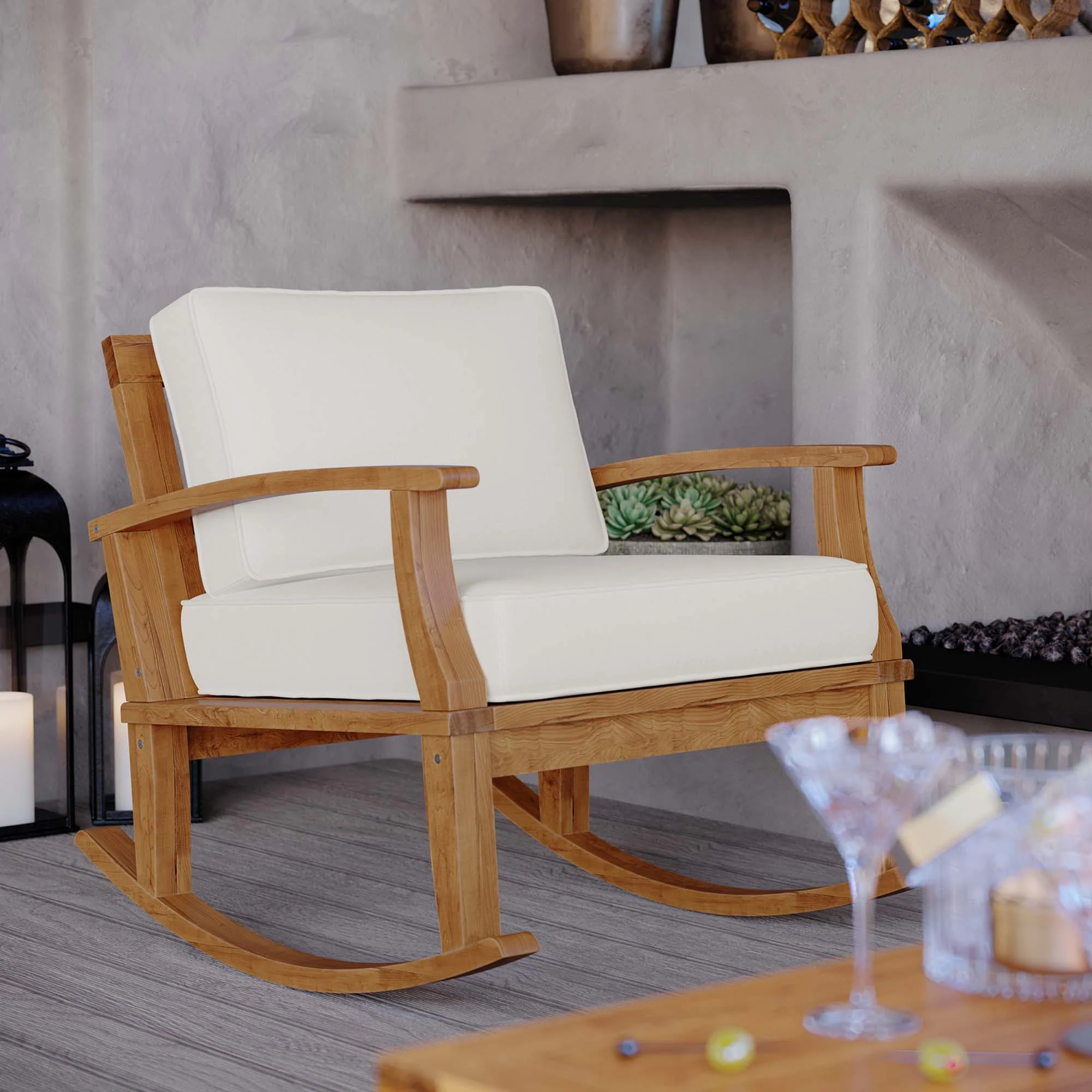 Marina Outdoor Patio Teak Rocking Chair - Image 23