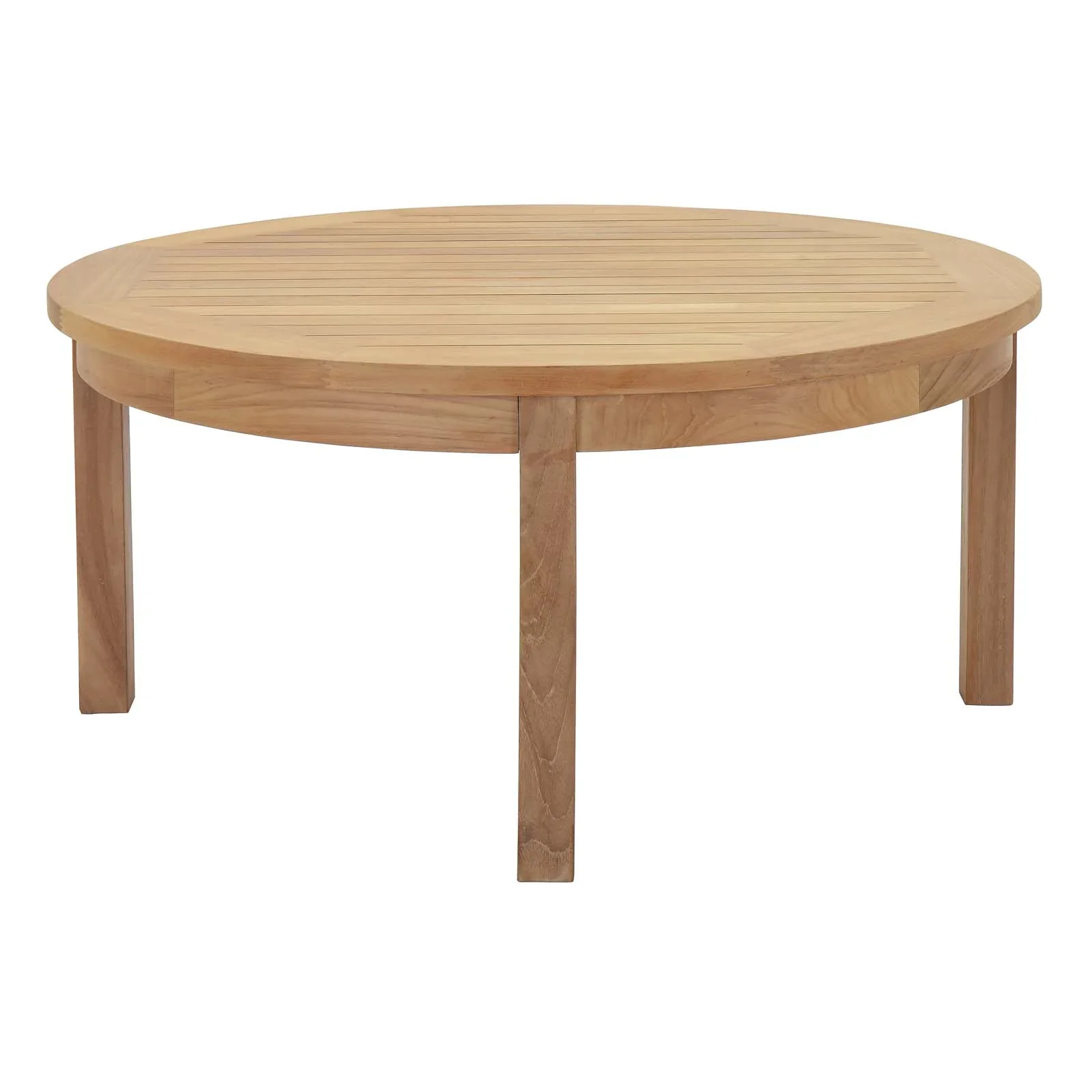 Marina Outdoor Patio Teak Round Coffee Table in Natural - Image 3