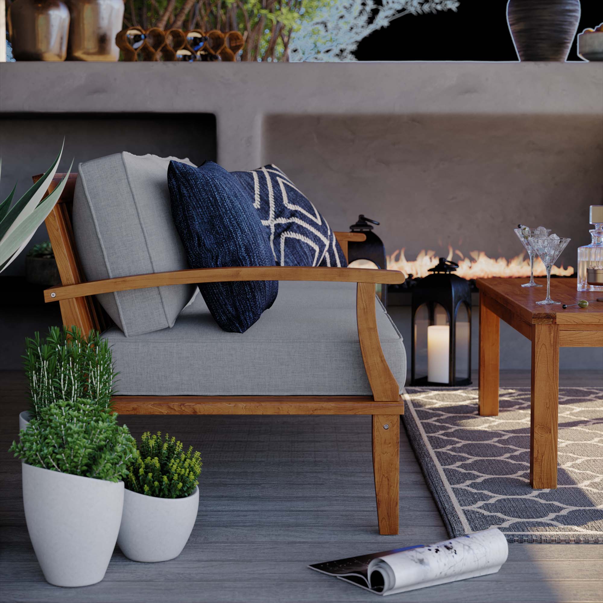 Marina Outdoor Patio Teak Sofa - Image 4