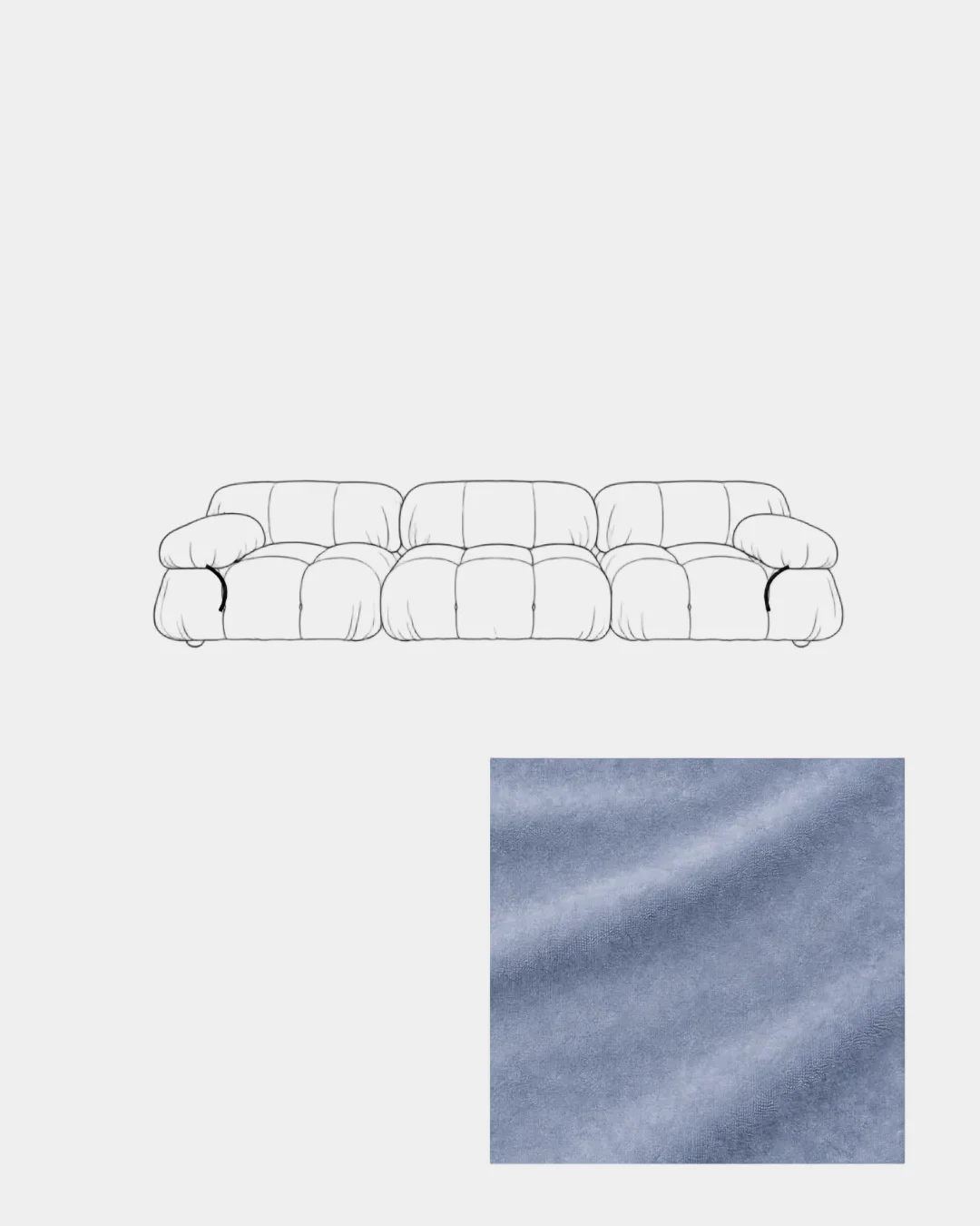 Mario Bellini Three-Seater Velvet Sofa - Image 10