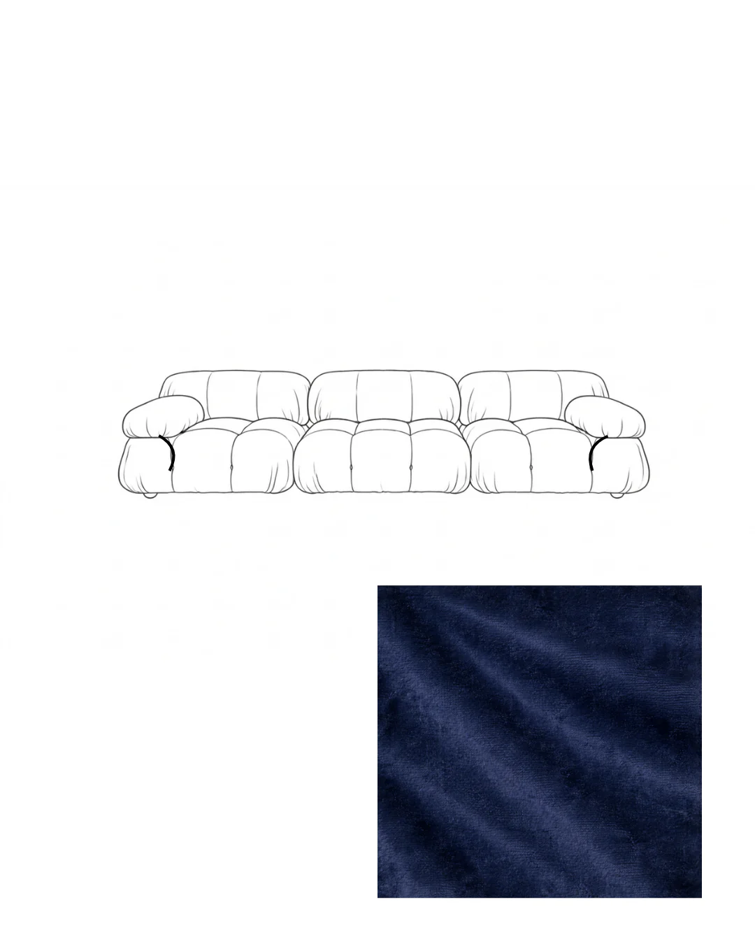 Mario Bellini Three-Seater Velvet Sofa - Image 11
