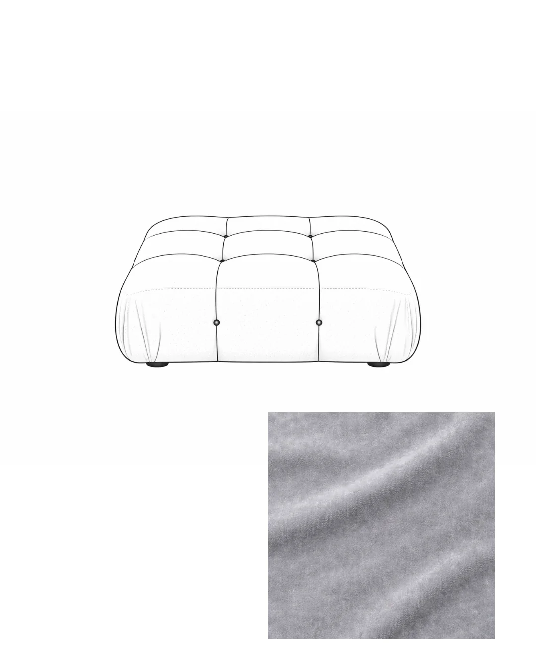 Mario Bellini Velvet Ottoman - Image 5