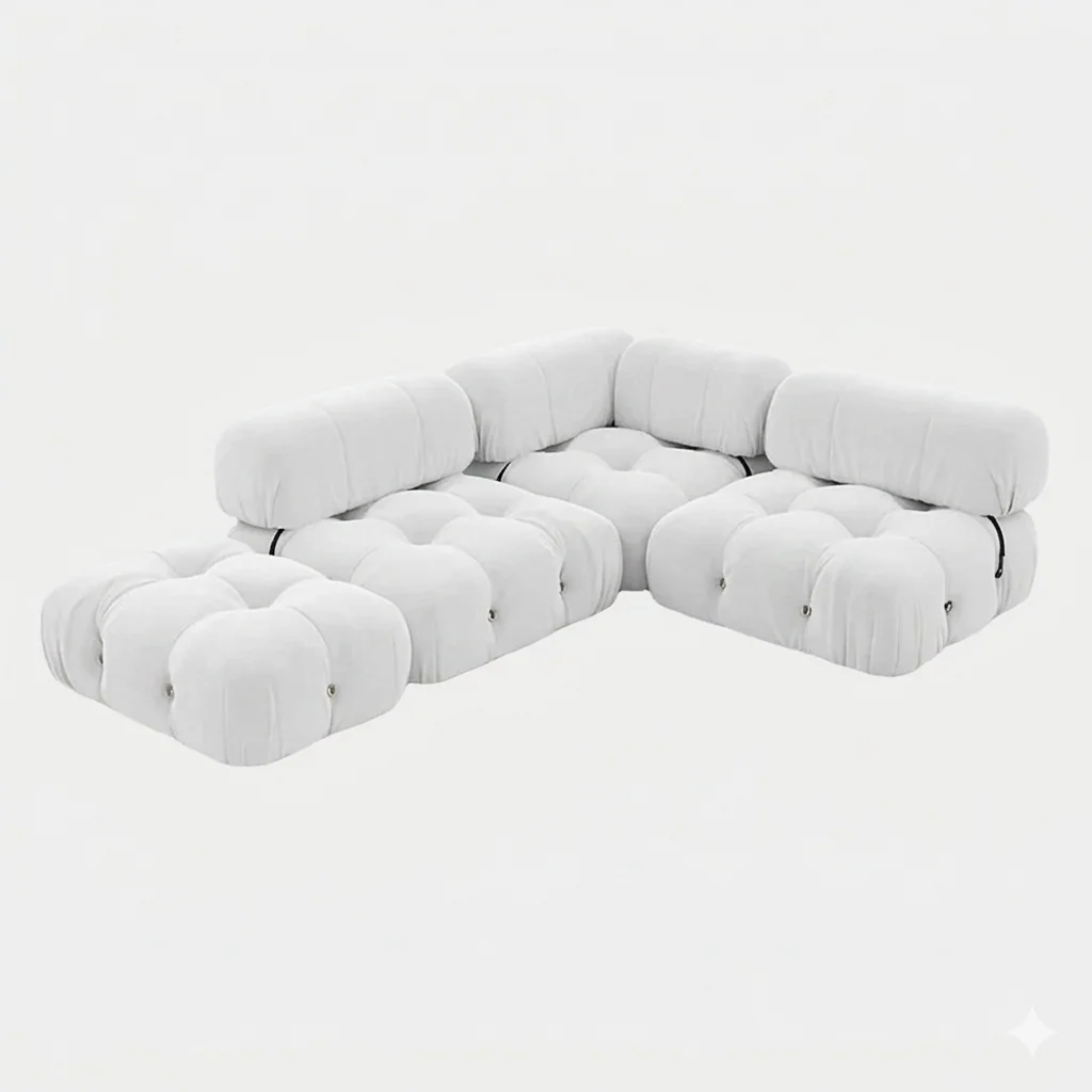 Mario Bellini Velvet Sofa with Ottoman
