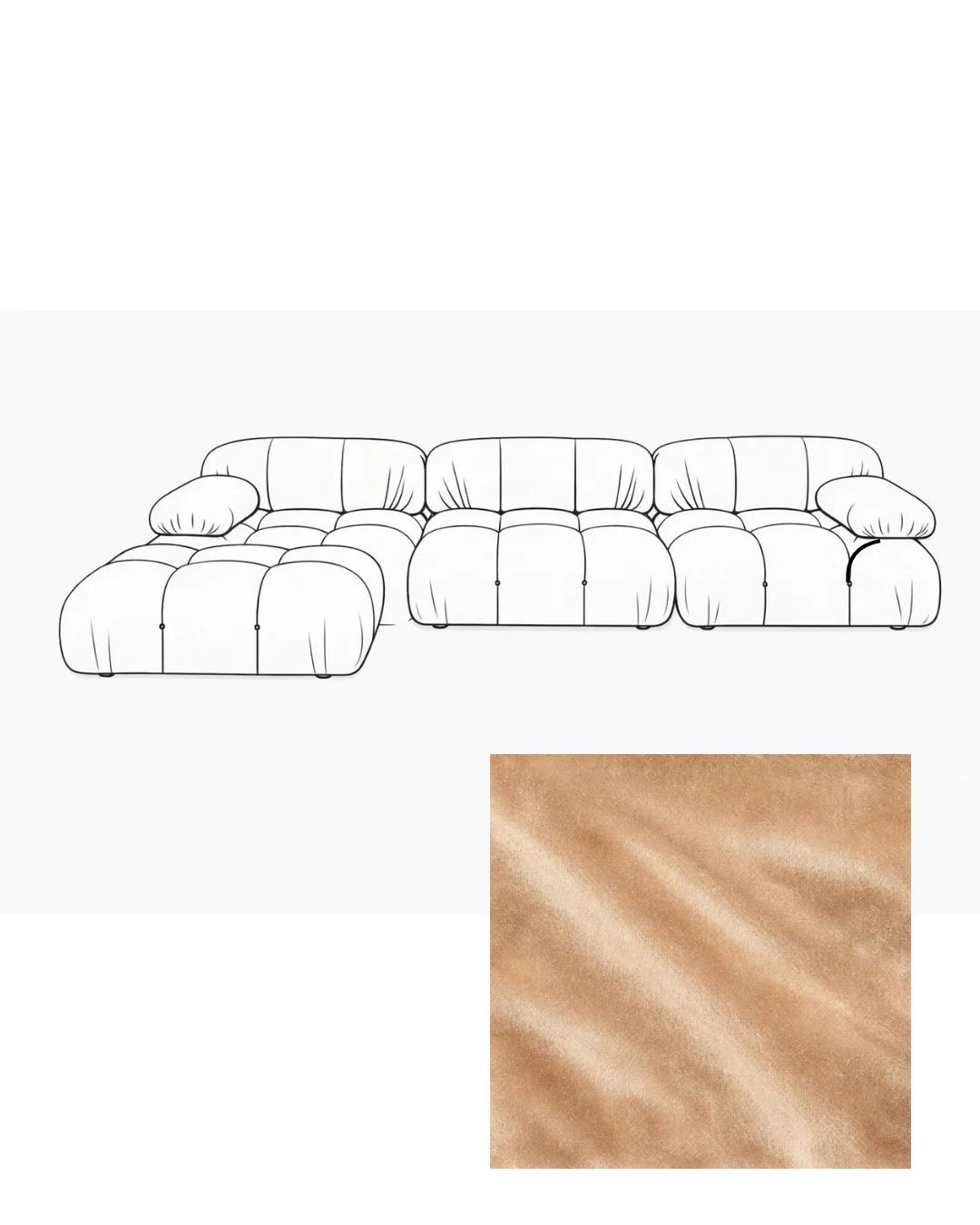 Mario Bellini Velvet Sofa with Ottoman - Image 4