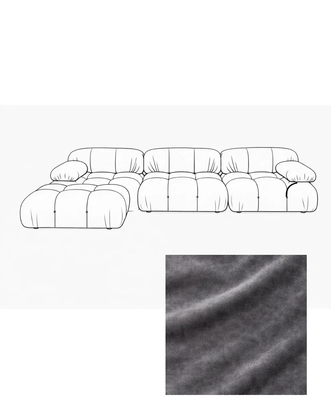 Mario Bellini Velvet Sofa with Ottoman - Image 6