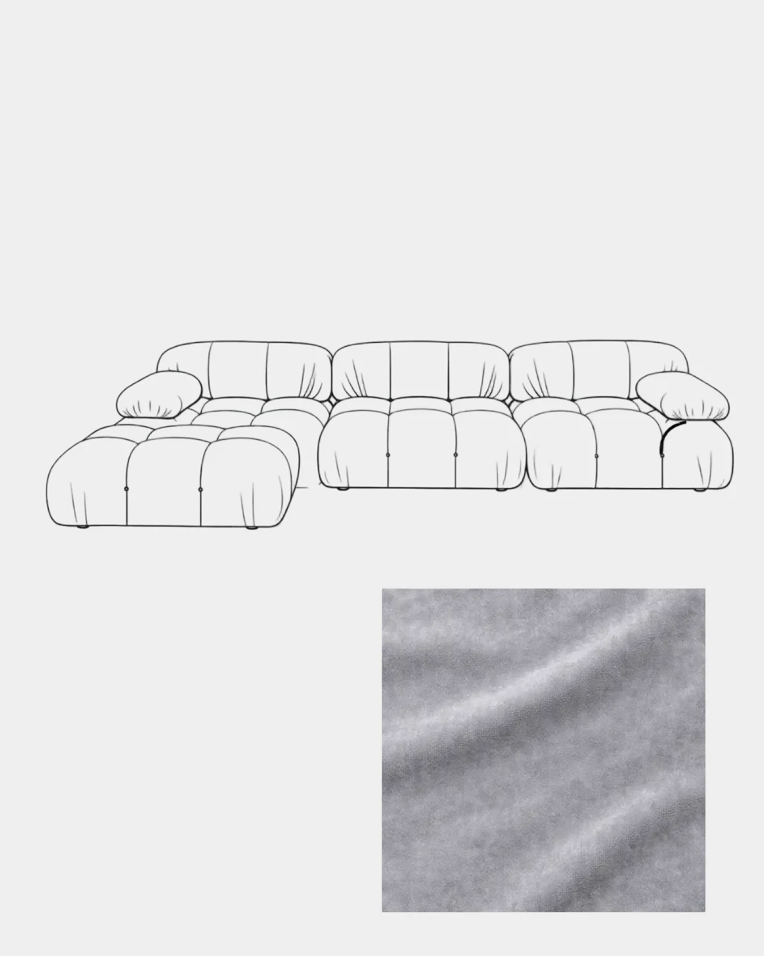 Mario Bellini Velvet Sofa with Ottoman - Image 7