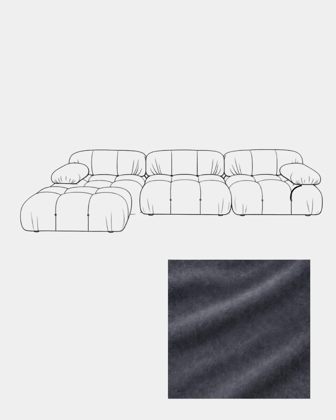 Mario Bellini Velvet Sofa with Ottoman - Image 9