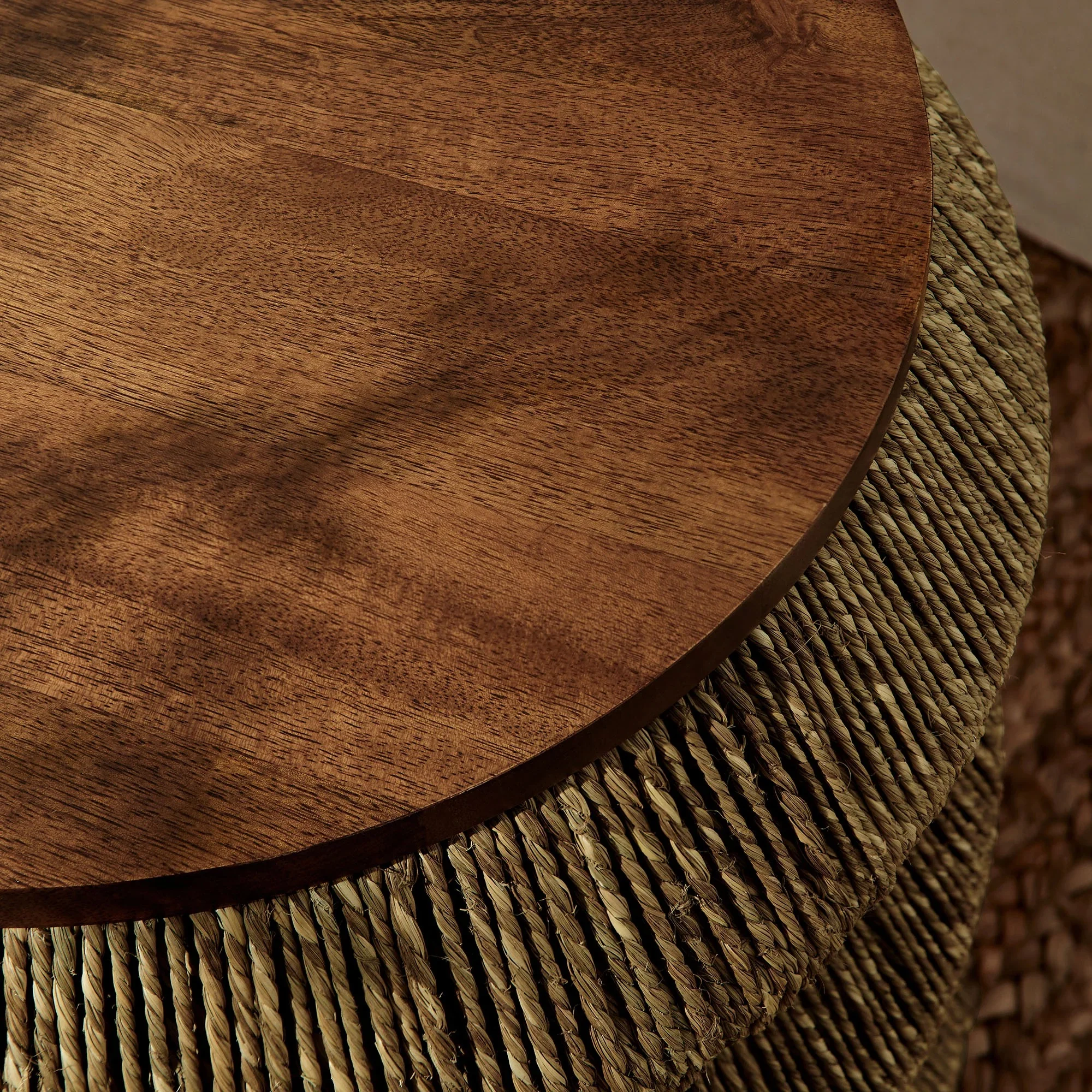 Maris Seagrass and Wood End Table in Walnut Natural - Image 3