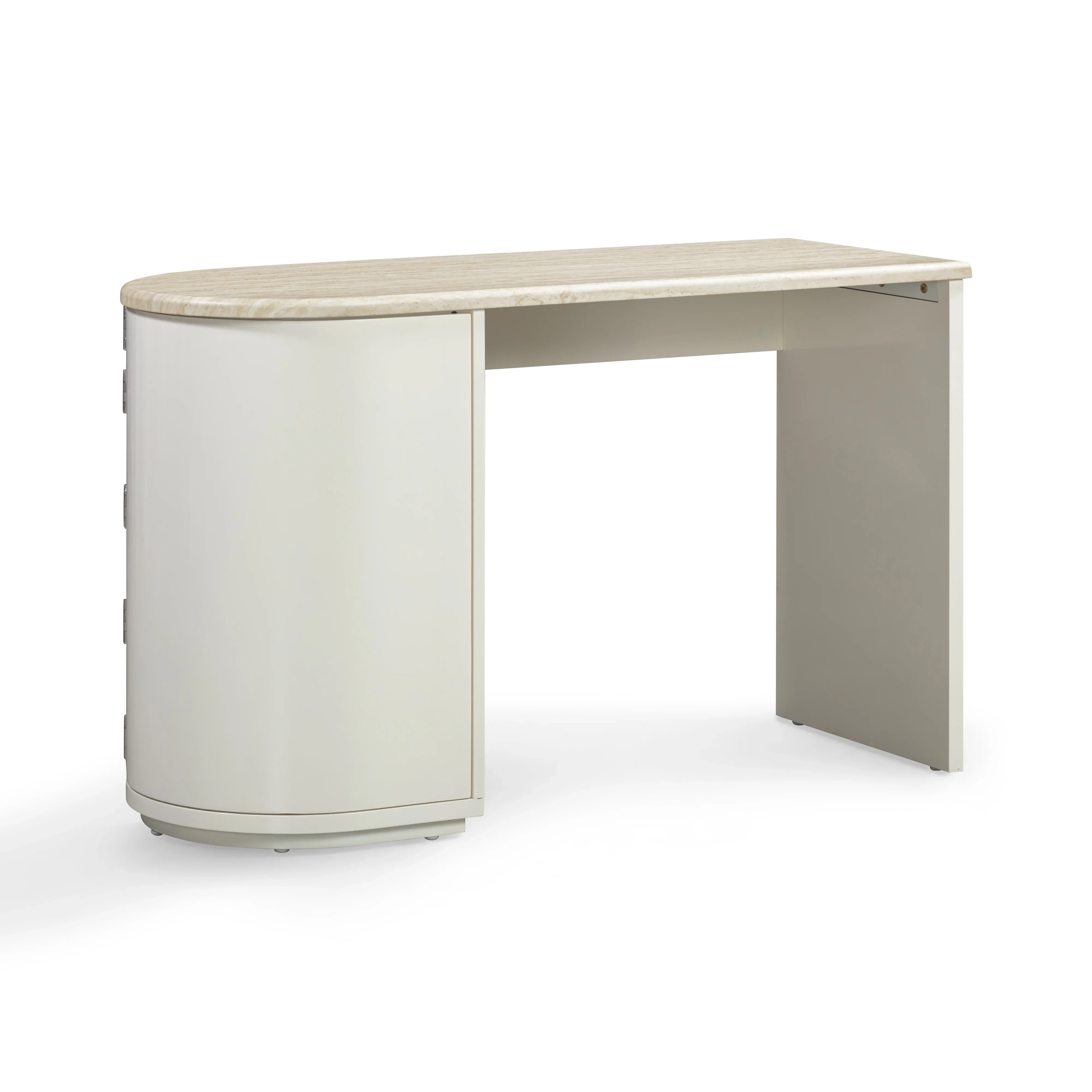 Marlene 47" Cream Faux Travertine Vanity Desk - Image 5