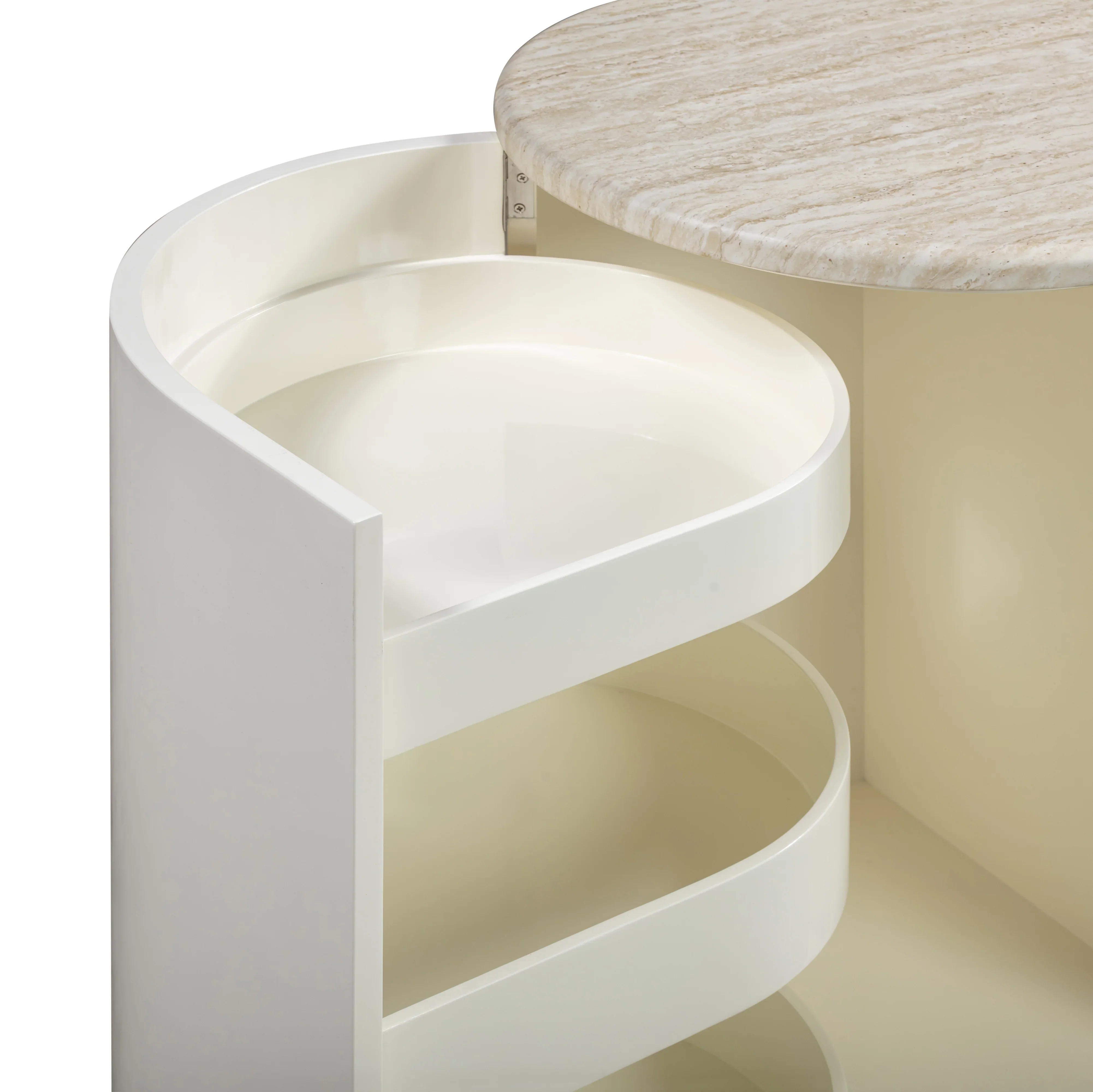 Marlene 47" Cream Faux Travertine Vanity Desk - Image 6