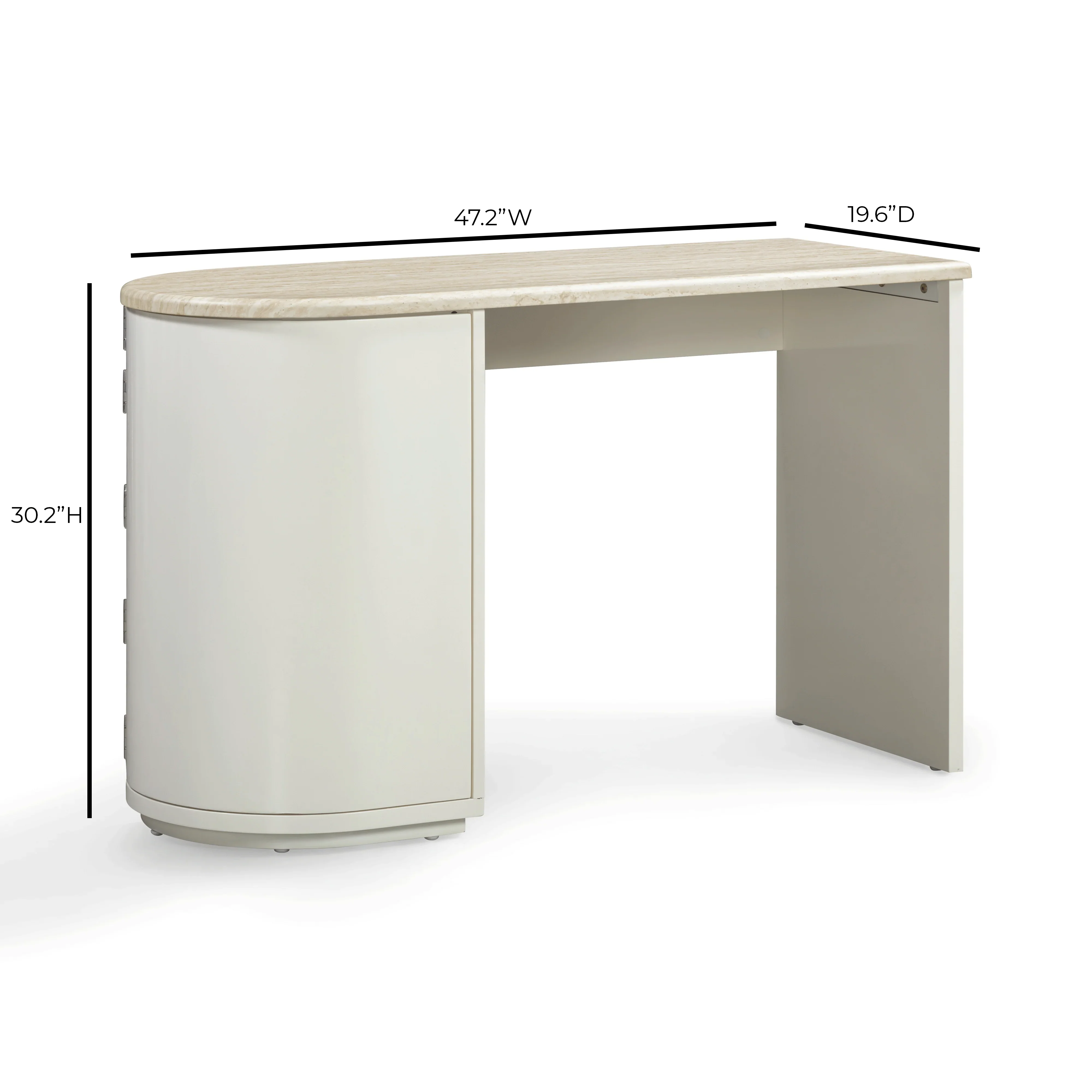 Marlene 47" Cream Faux Travertine Vanity Desk - Image 9