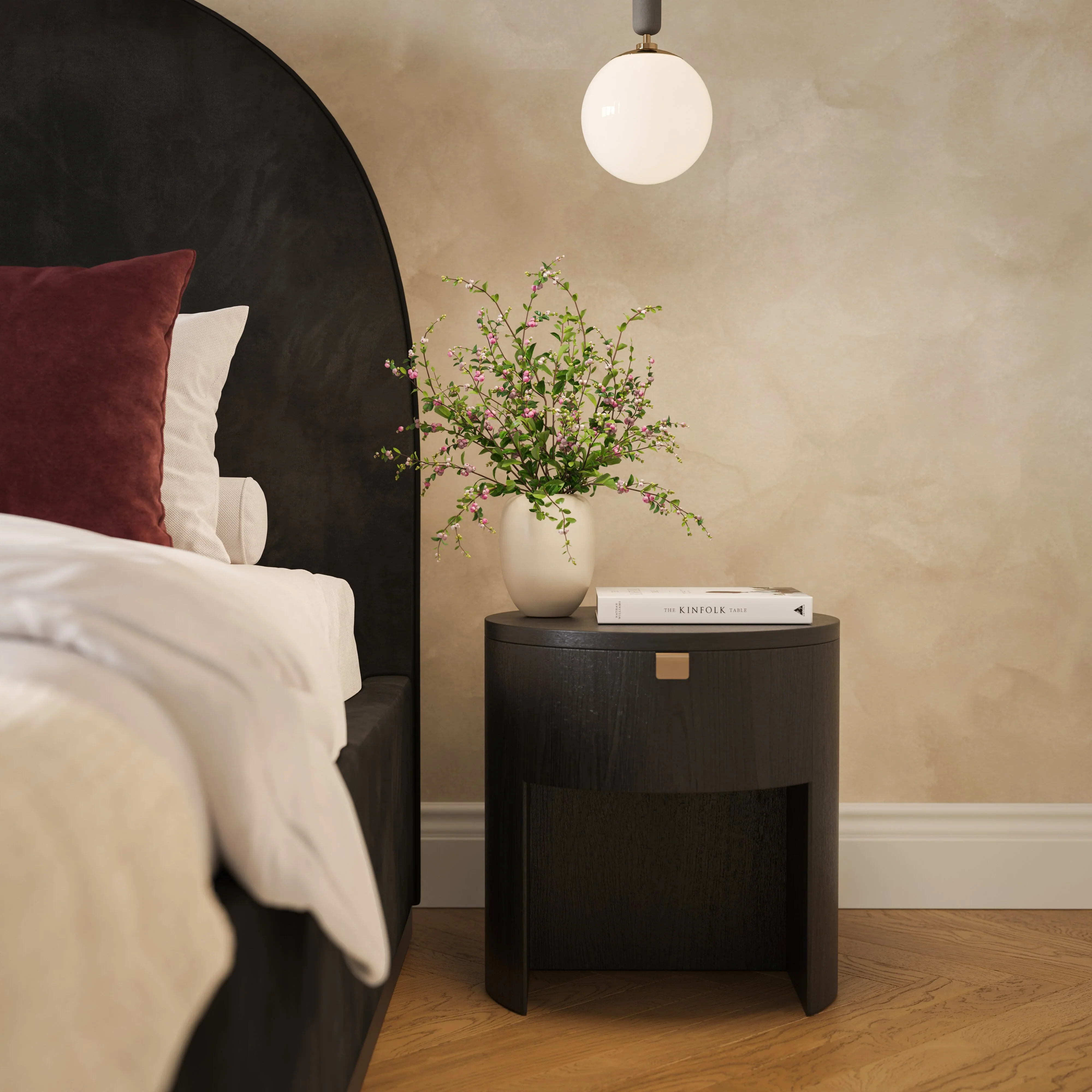 Marlow 19" Wood Round Nightstand With Drawer - Image 12