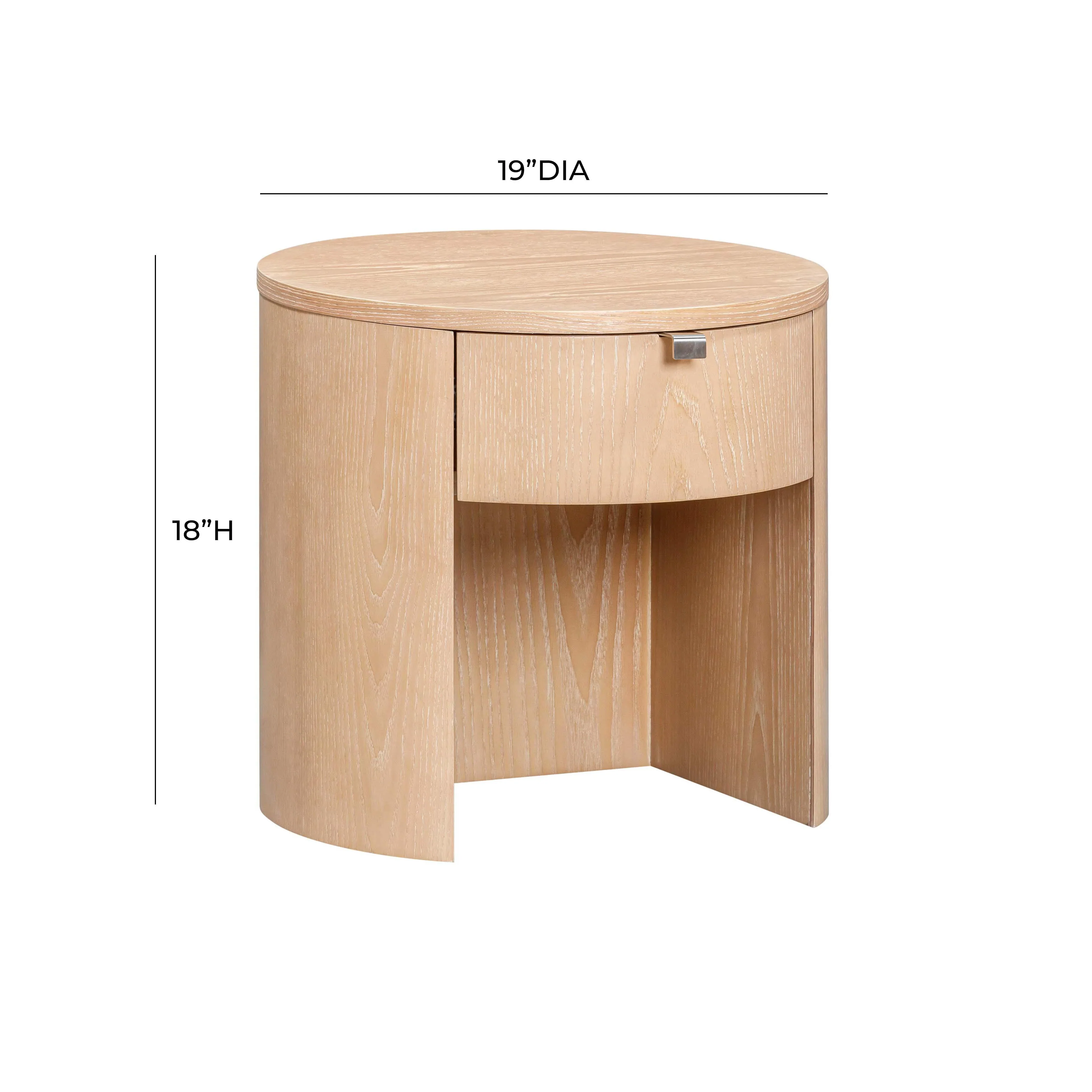 Marlow 19" Wood Round Nightstand With Drawer - Image 9