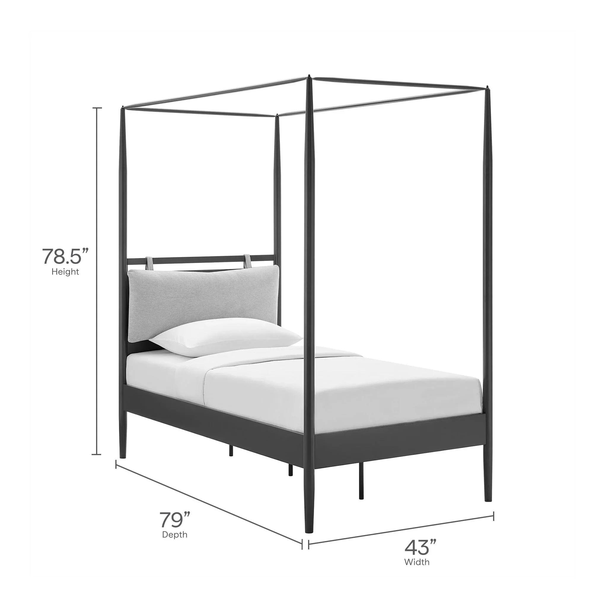 Marlowe 4-Poster Canopy Metal Queen Platform Bed - Image 11