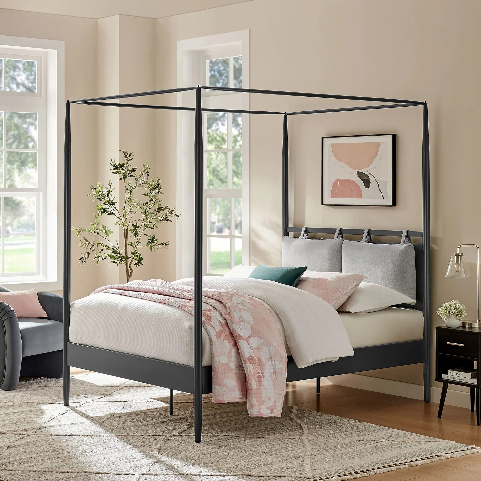 Marlowe 4-Poster Canopy Metal Queen Platform Bed - Image 13