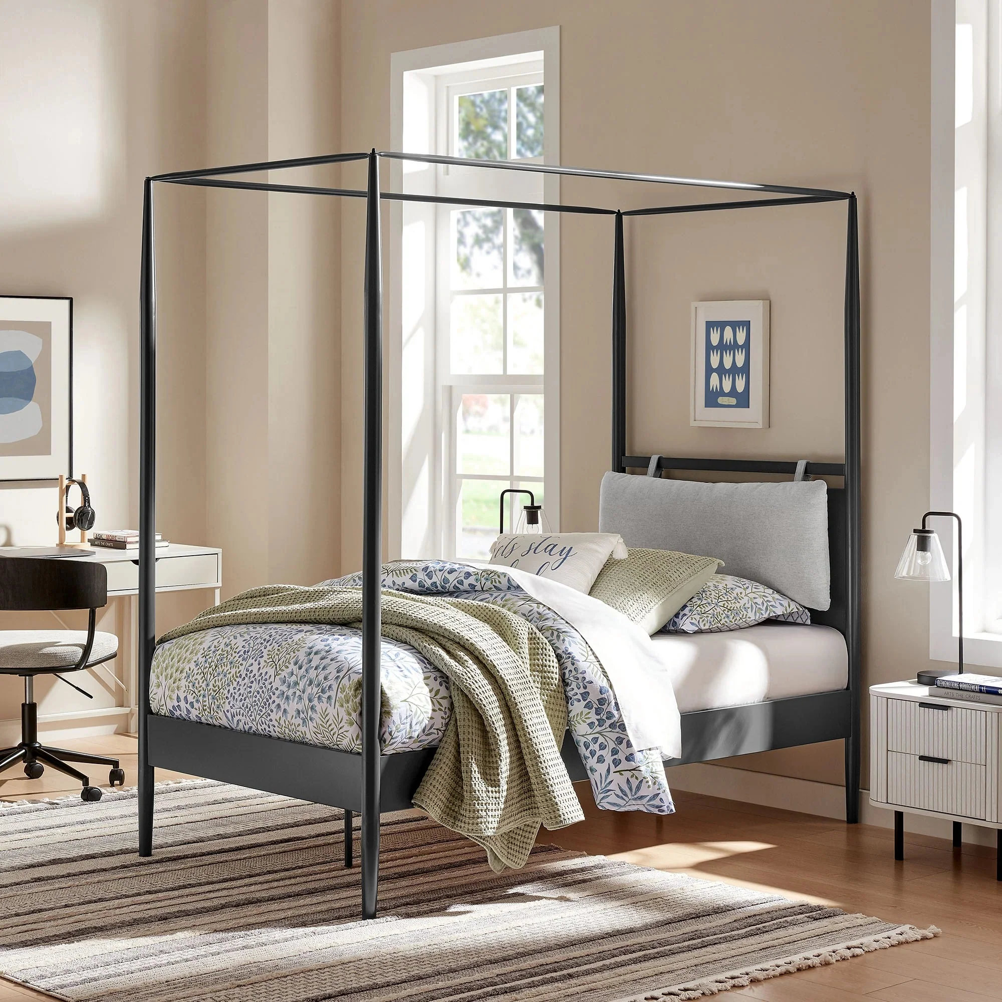 Marlowe 4-Poster Canopy Metal Queen Platform Bed - Image 2