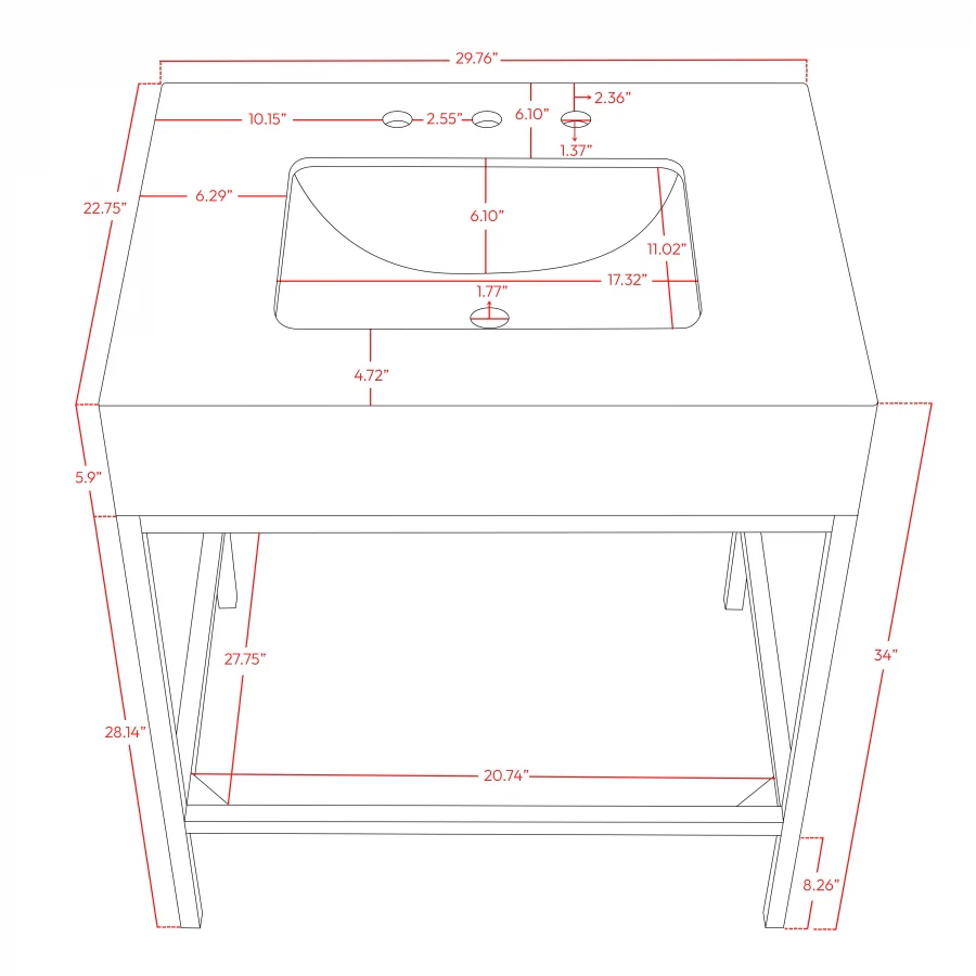 Marmo Engineered Stone Top and Matte Black Base, Steel And Glass Base Vanity - Image 23