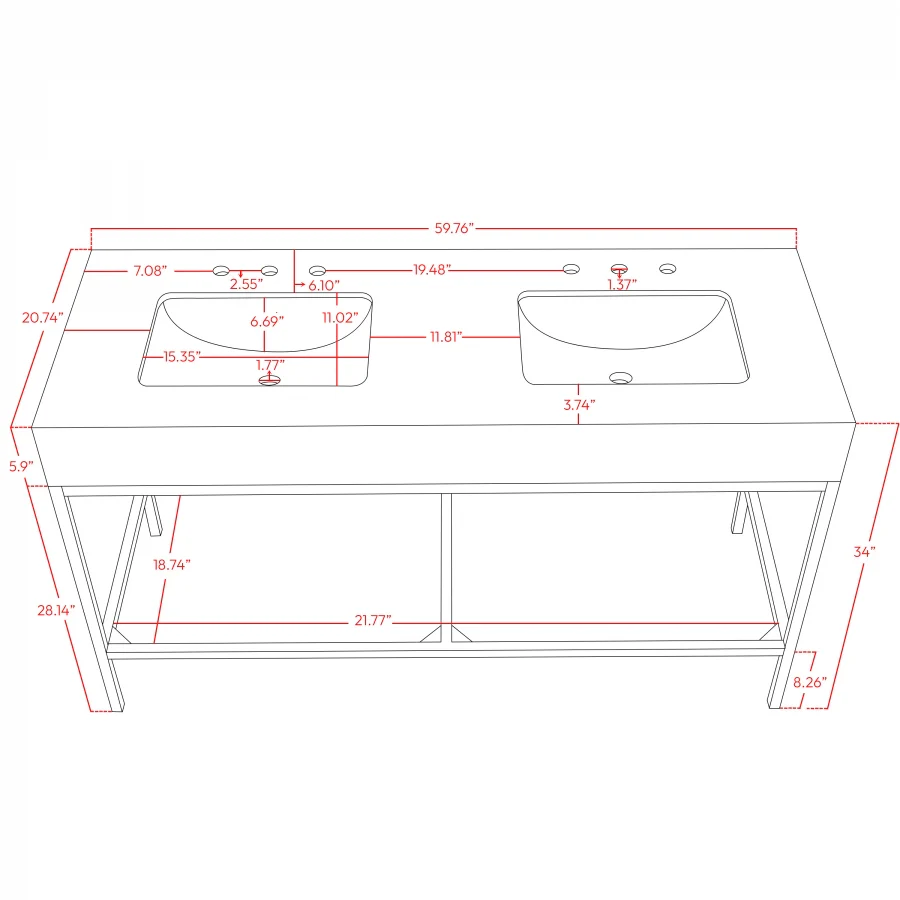 Marmo Engineered Stone Top and Matte Black Base, Steel And Glass Base Vanity - Image 83