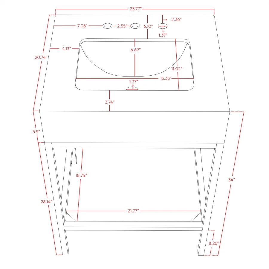 Marmo Engineered Stone Top, Brushed Gold And Glass Base Vanity - Image 7
