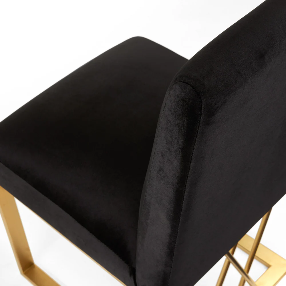 Martini Gold Dining Chair: Black Velvet - Image 5