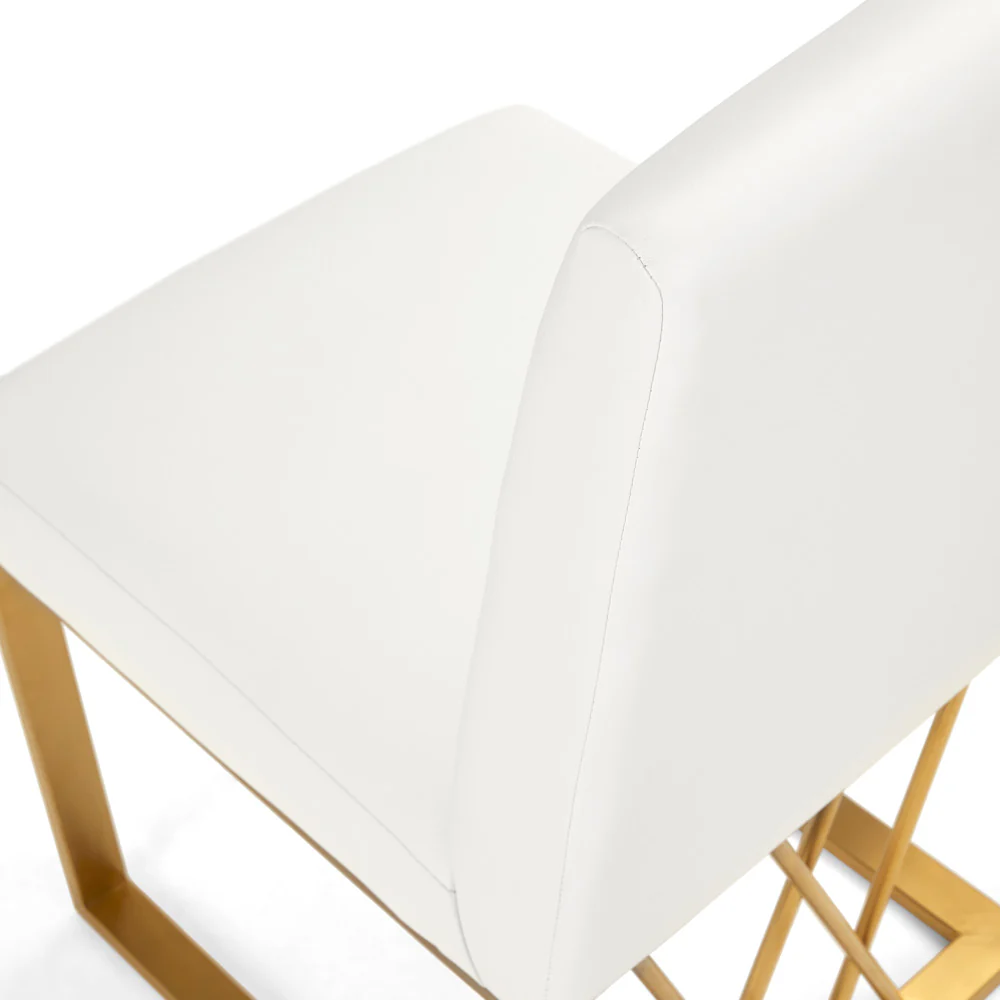 Martini Gold Dining Chair White Leatherette - Image 4