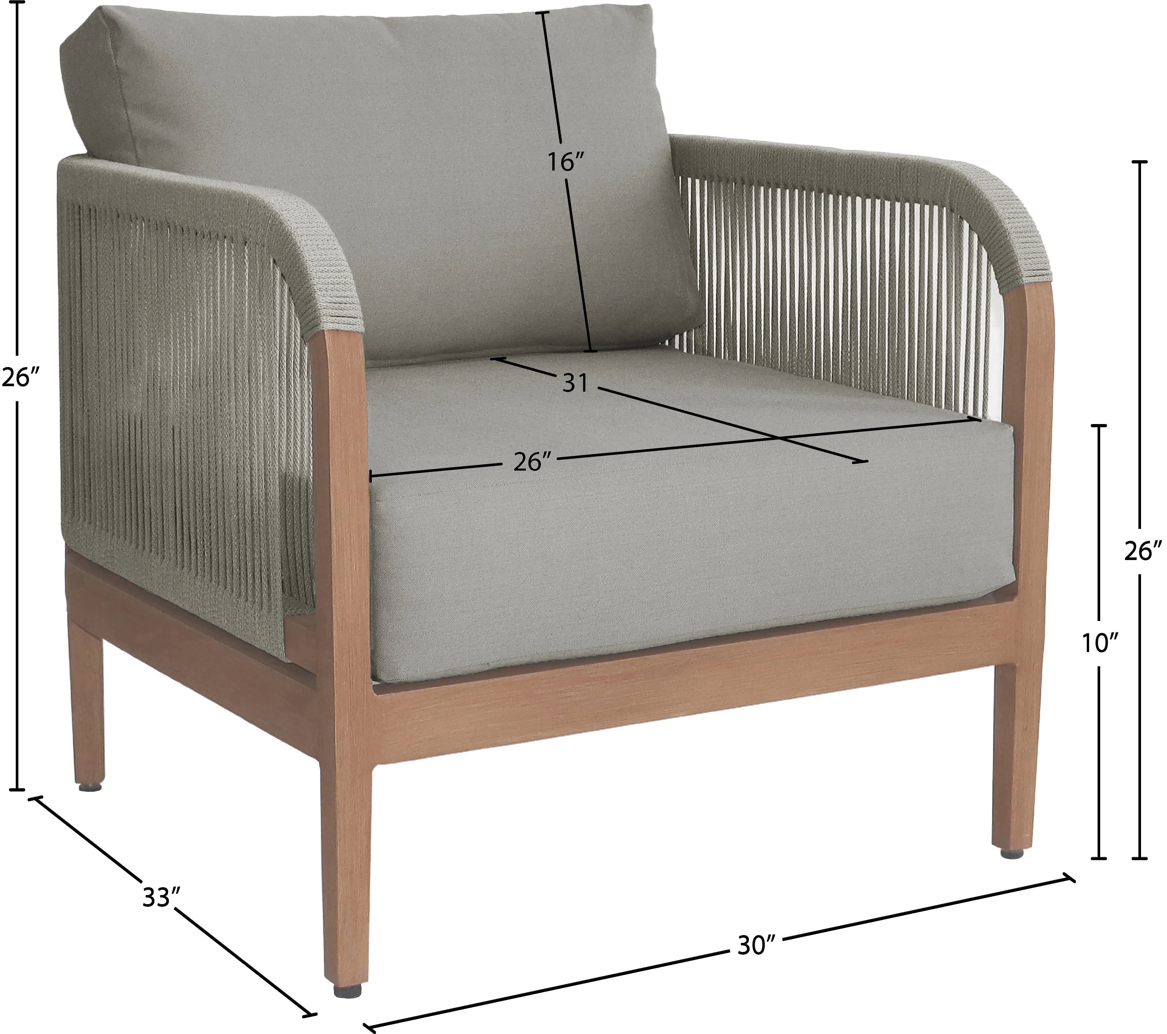 Maui Water Resistant Fabric Upholstered Outdoor Patio Chair - Image 15