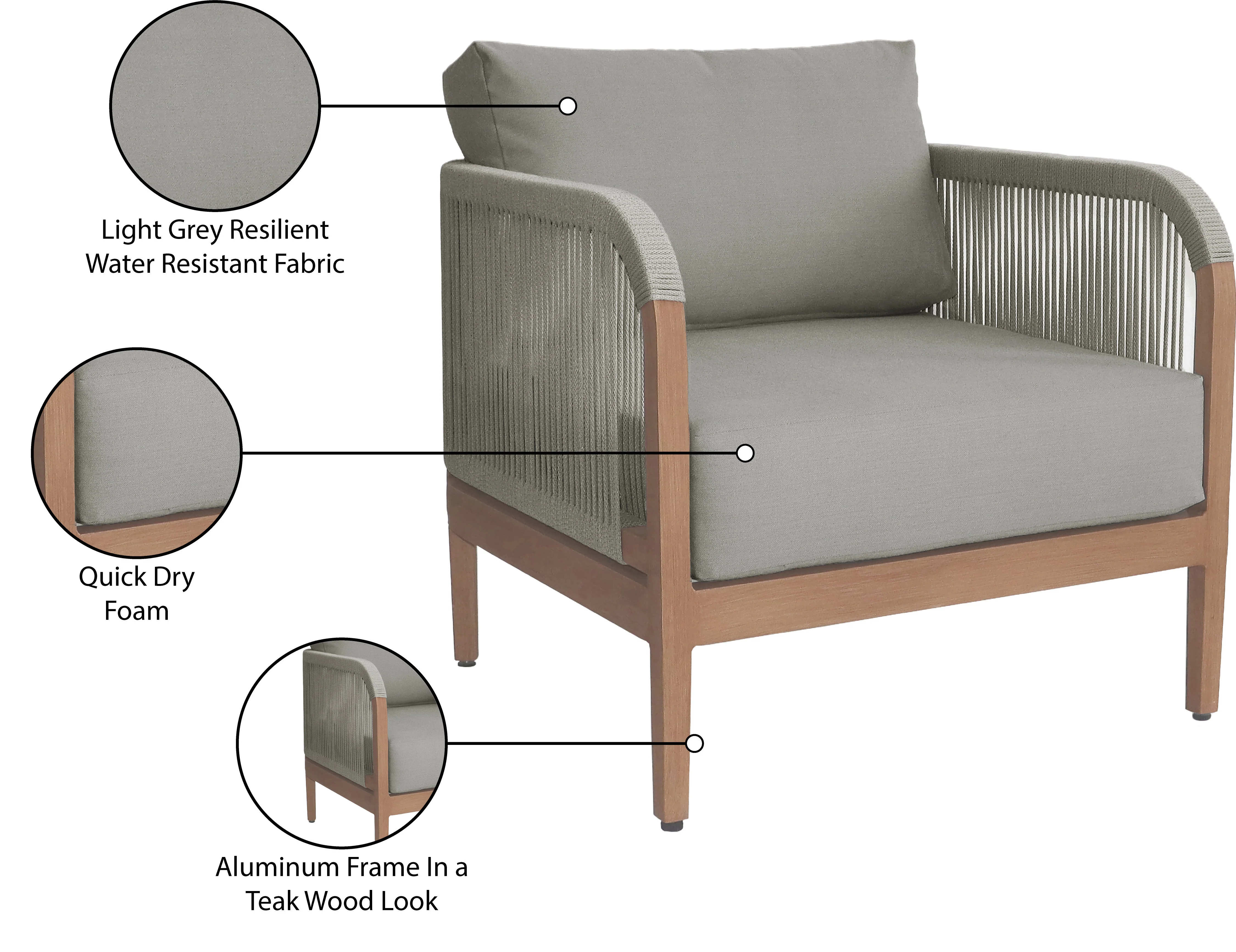 Maui Water Resistant Fabric Upholstered Outdoor Patio Chair - Image 16