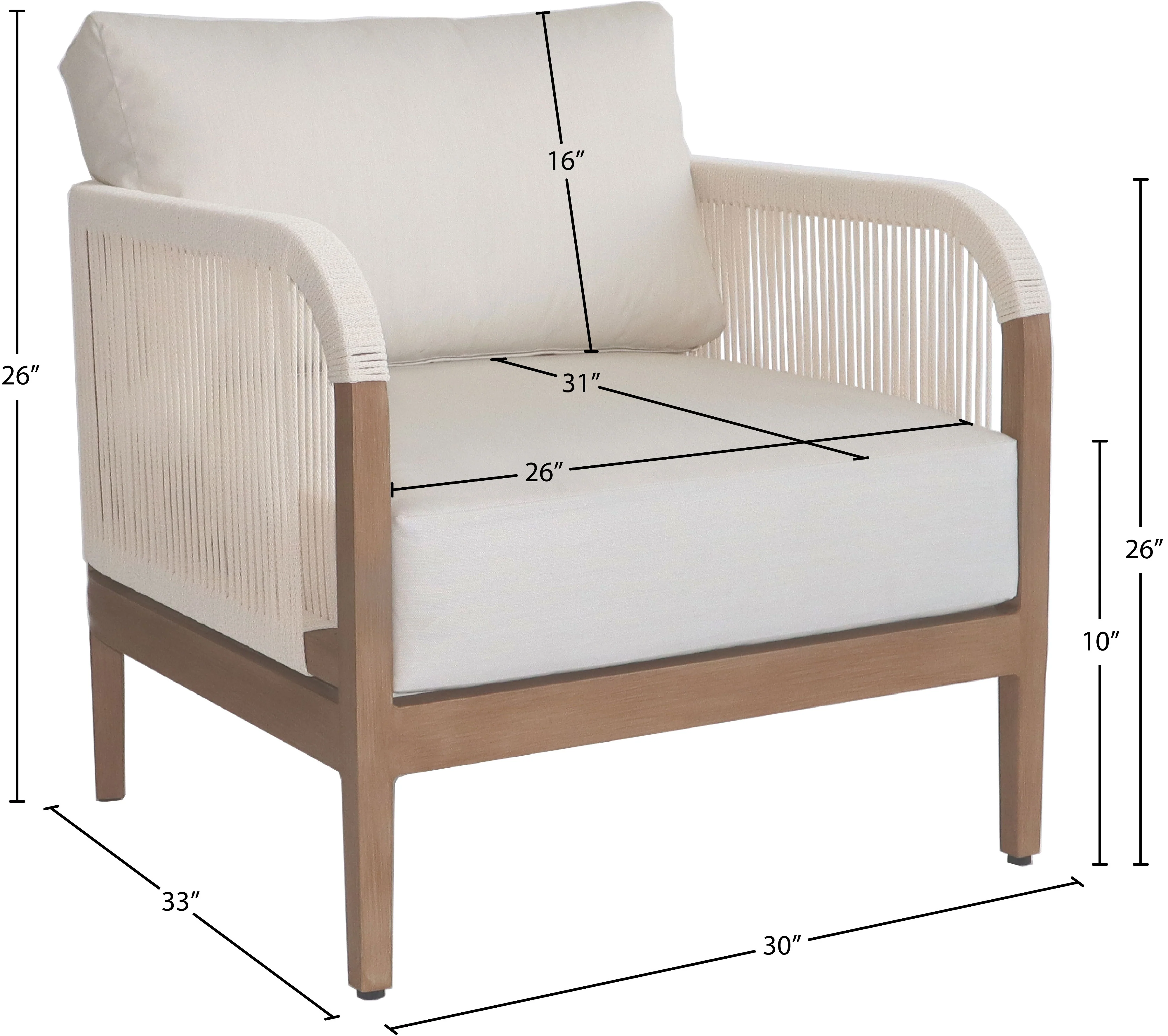 Maui Water Resistant Fabric Upholstered Outdoor Patio Chair - Image 8