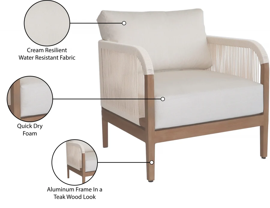Maui Water Resistant Fabric Upholstered Outdoor Patio Chair - Image 9