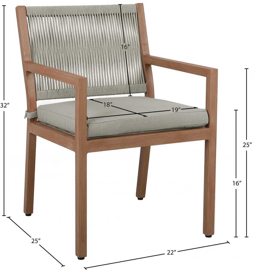Maui Water Resistant Fabric Upholstered Outdoor Patio Dining Arm Chair - Image 11