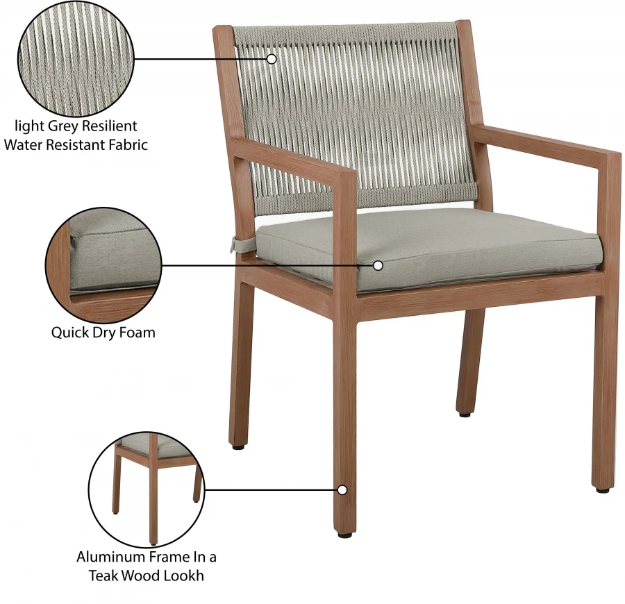 Maui Water Resistant Fabric Upholstered Outdoor Patio Dining Arm Chair - Image 12