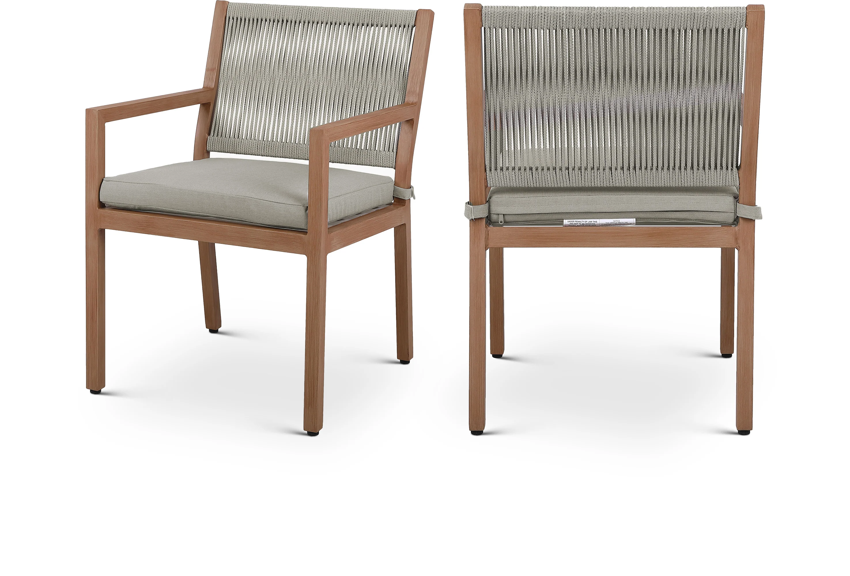 Maui Water Resistant Fabric Upholstered Outdoor Patio Dining Arm Chair - Image 2