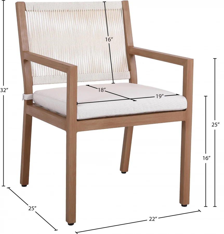 Maui Water Resistant Fabric Upholstered Outdoor Patio Dining Arm Chair - Image 23