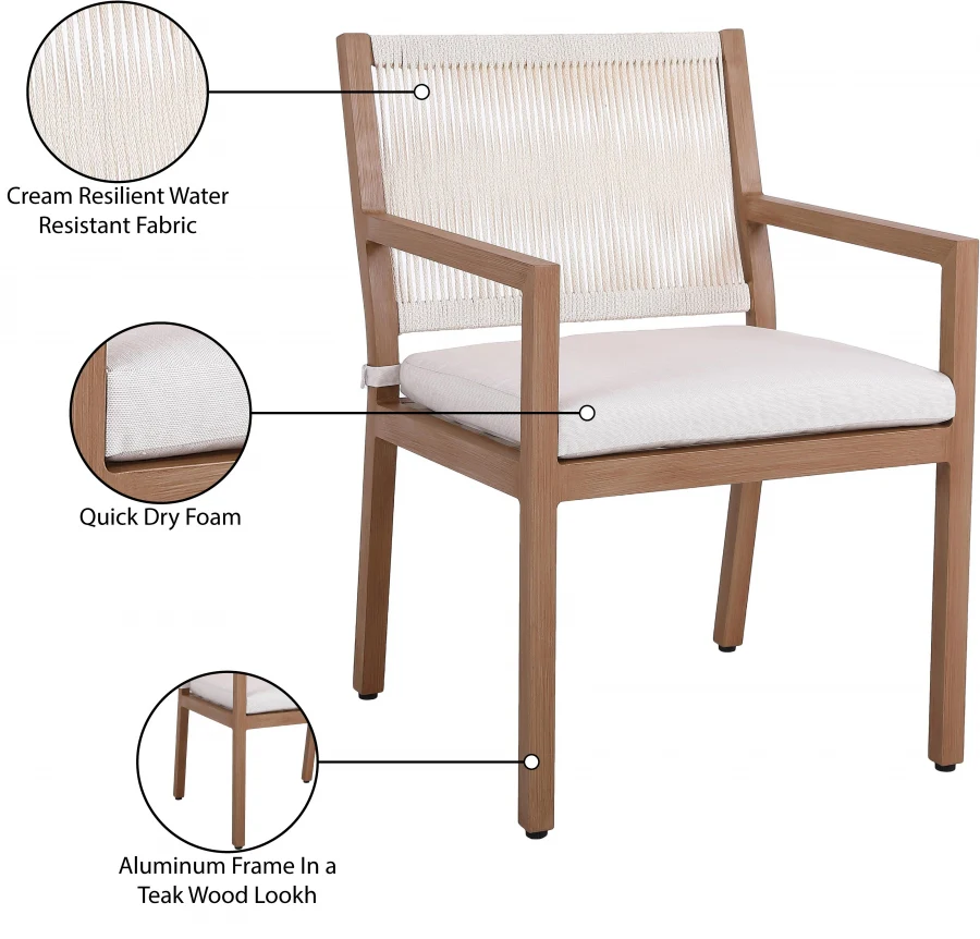 Maui Water Resistant Fabric Upholstered Outdoor Patio Dining Arm Chair - Image 24