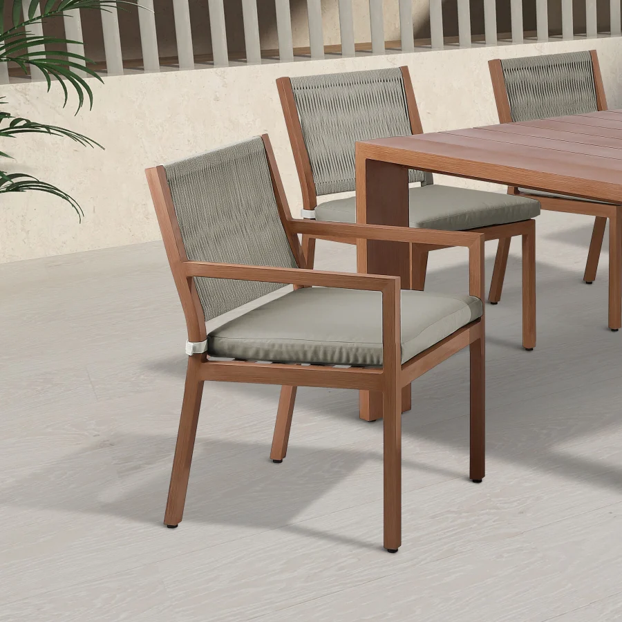Maui Water Resistant Fabric Upholstered Outdoor Patio Dining Arm Chair - Image 3