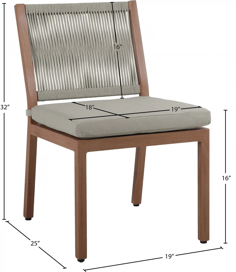 Maui Water Resistant Fabric Upholstered Outdoor Patio Dining Side Chair - Image 11