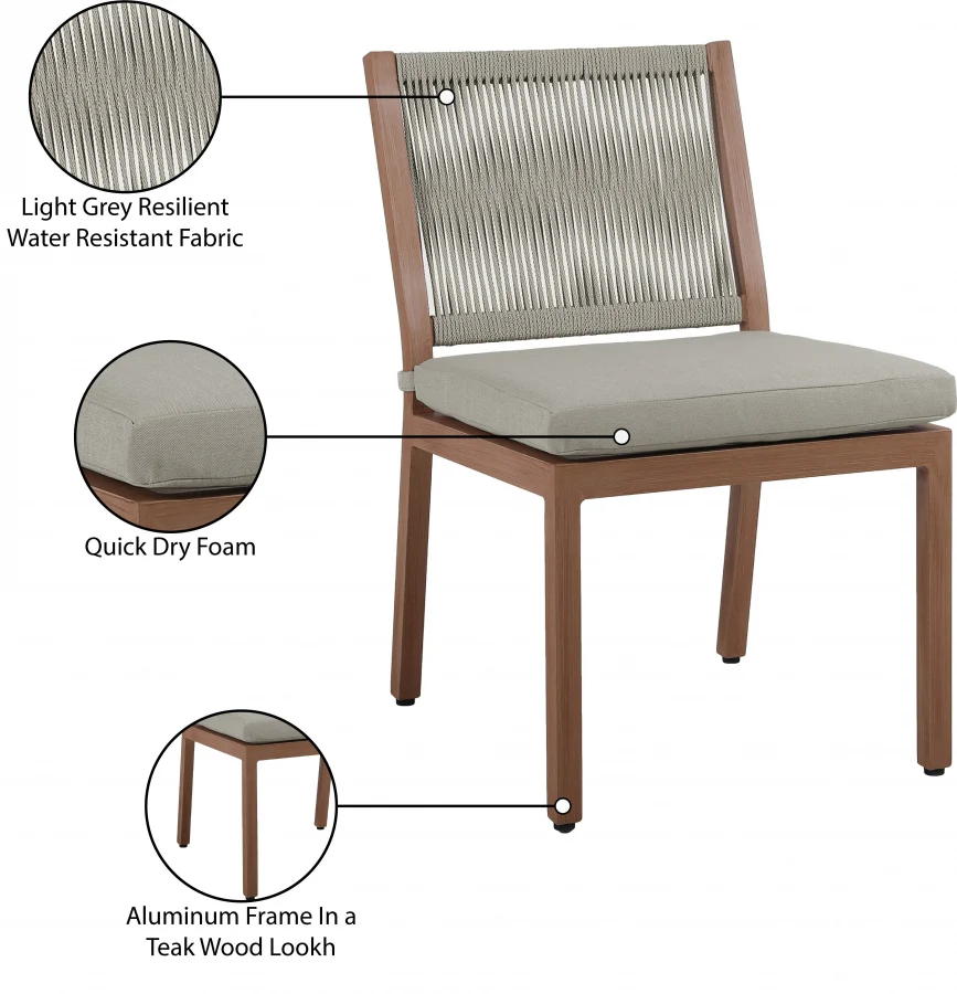 Maui Water Resistant Fabric Upholstered Outdoor Patio Dining Side Chair - Image 12