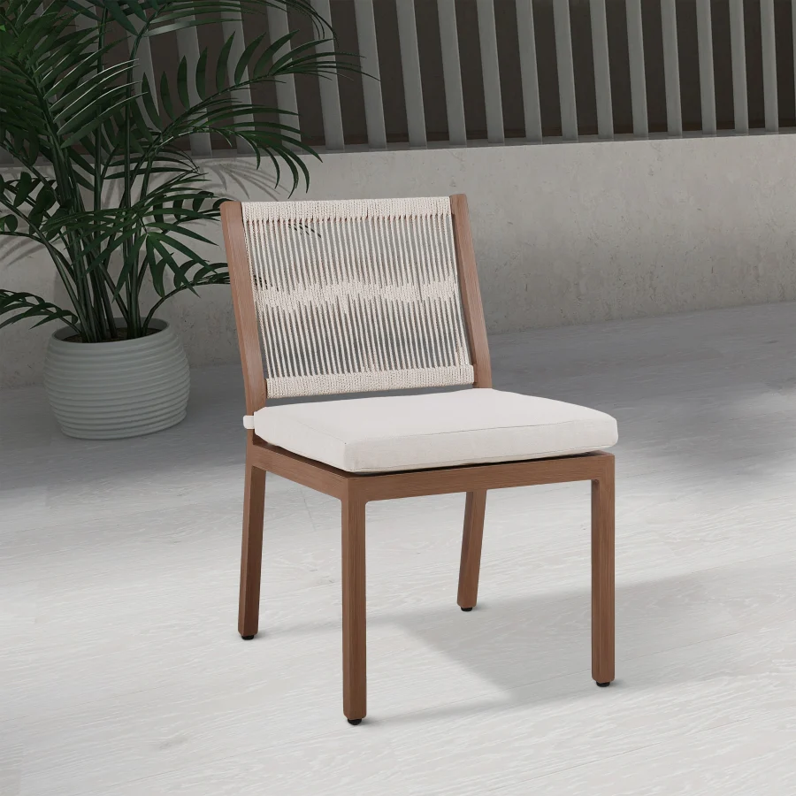 Maui Water Resistant Fabric Upholstered Outdoor Patio Dining Side Chair - Image 15