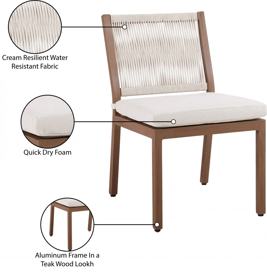 Maui Water Resistant Fabric Upholstered Outdoor Patio Dining Side Chair - Image 24
