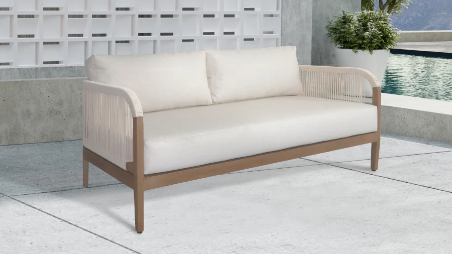 Maui Water Resistant Fabric Upholstered Outdoor Patio Loveseat - Image 11