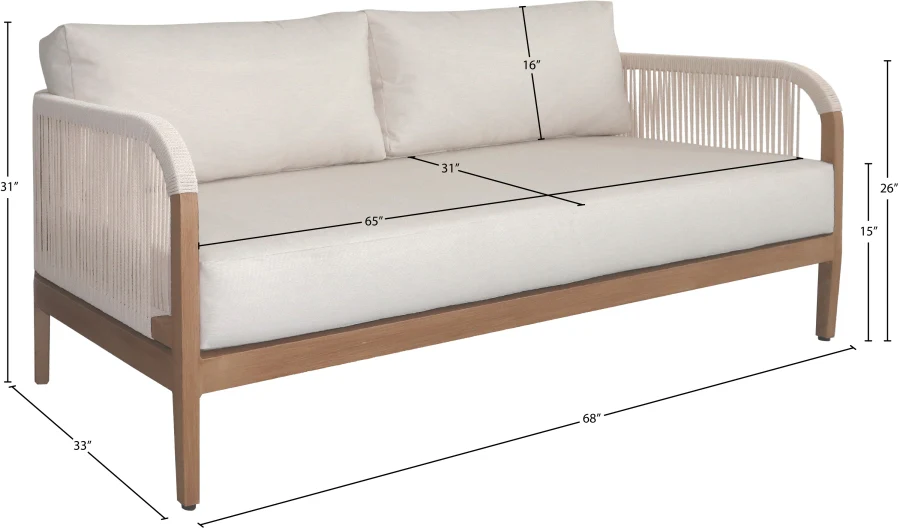 Maui Water Resistant Fabric Upholstered Outdoor Patio Loveseat - Image 16